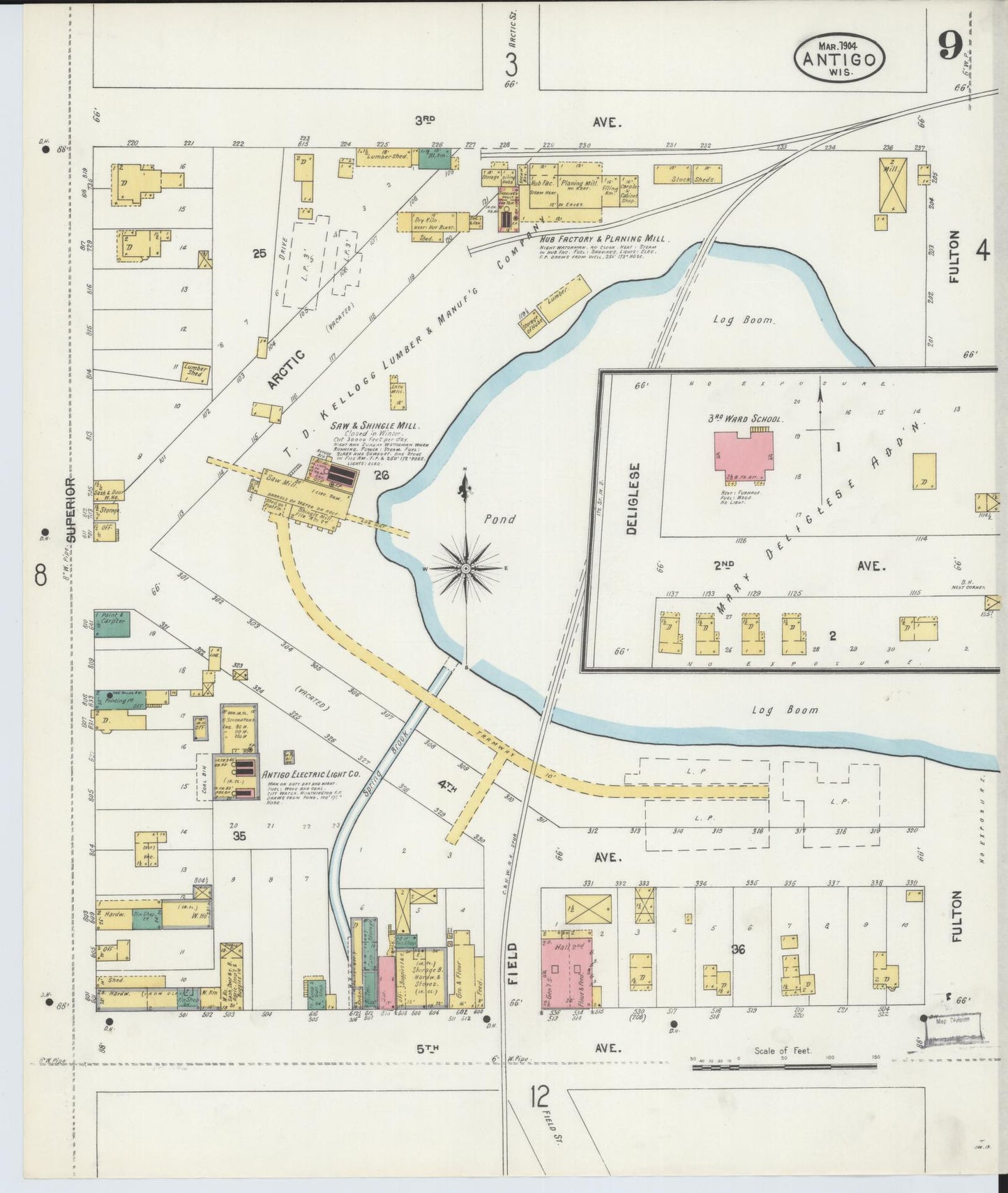 Sanborn Fire Insurance Map from Antigo, Langlade County, Wisconsin (1904), Sheet #0009 - Historic Sanborn Fire Insurance Map Print, vintage old map wall art, antique decor, genealogy gift, Wisconsin Wisconsin map