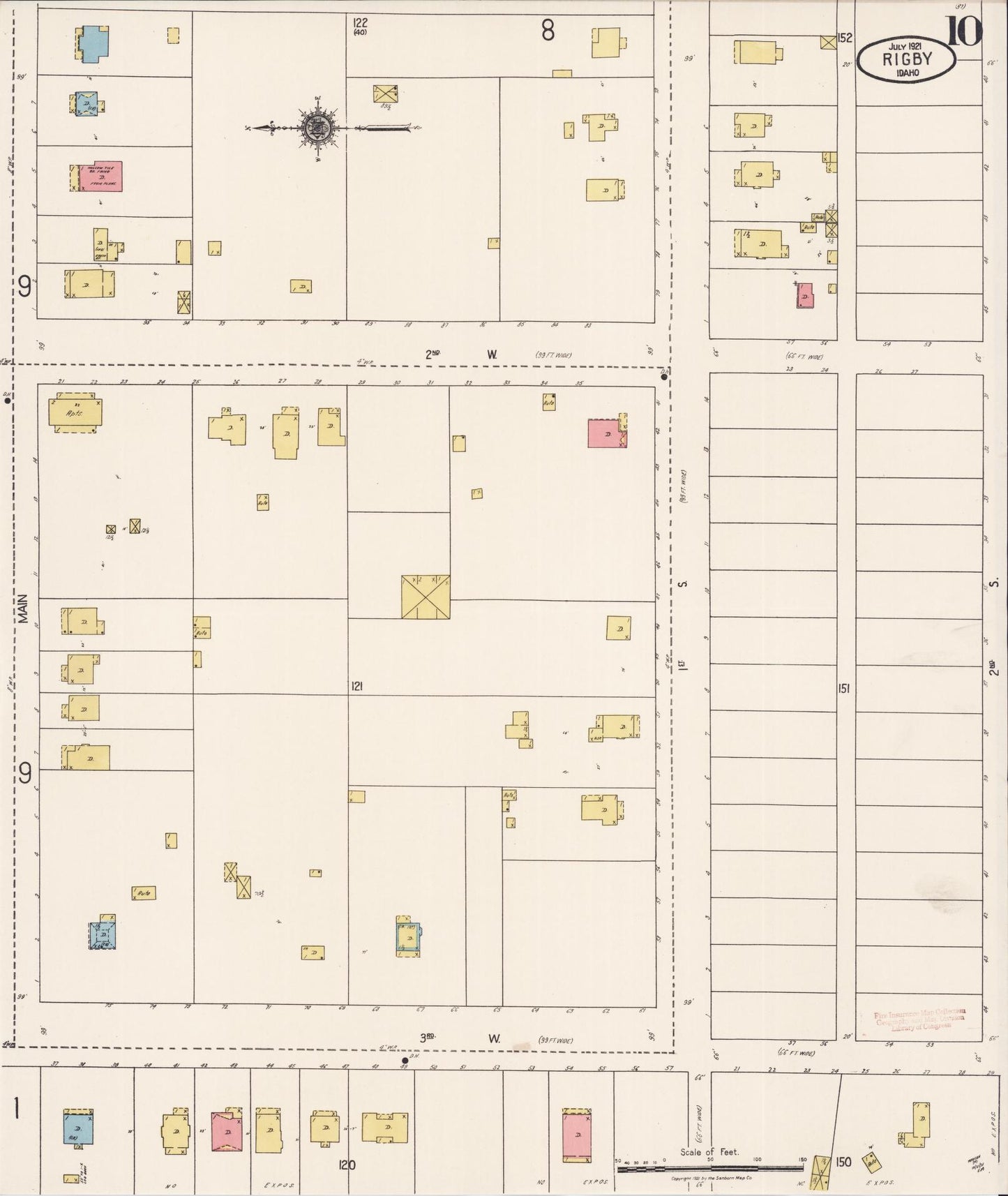 Sanborn Fire Insurance Map from Rigby, Jefferson County, Idaho (1921), Sheet #0010 - Historic Sanborn Fire Insurance Map Print, vintage old map wall art, antique decor, genealogy gift, Idaho Idaho map