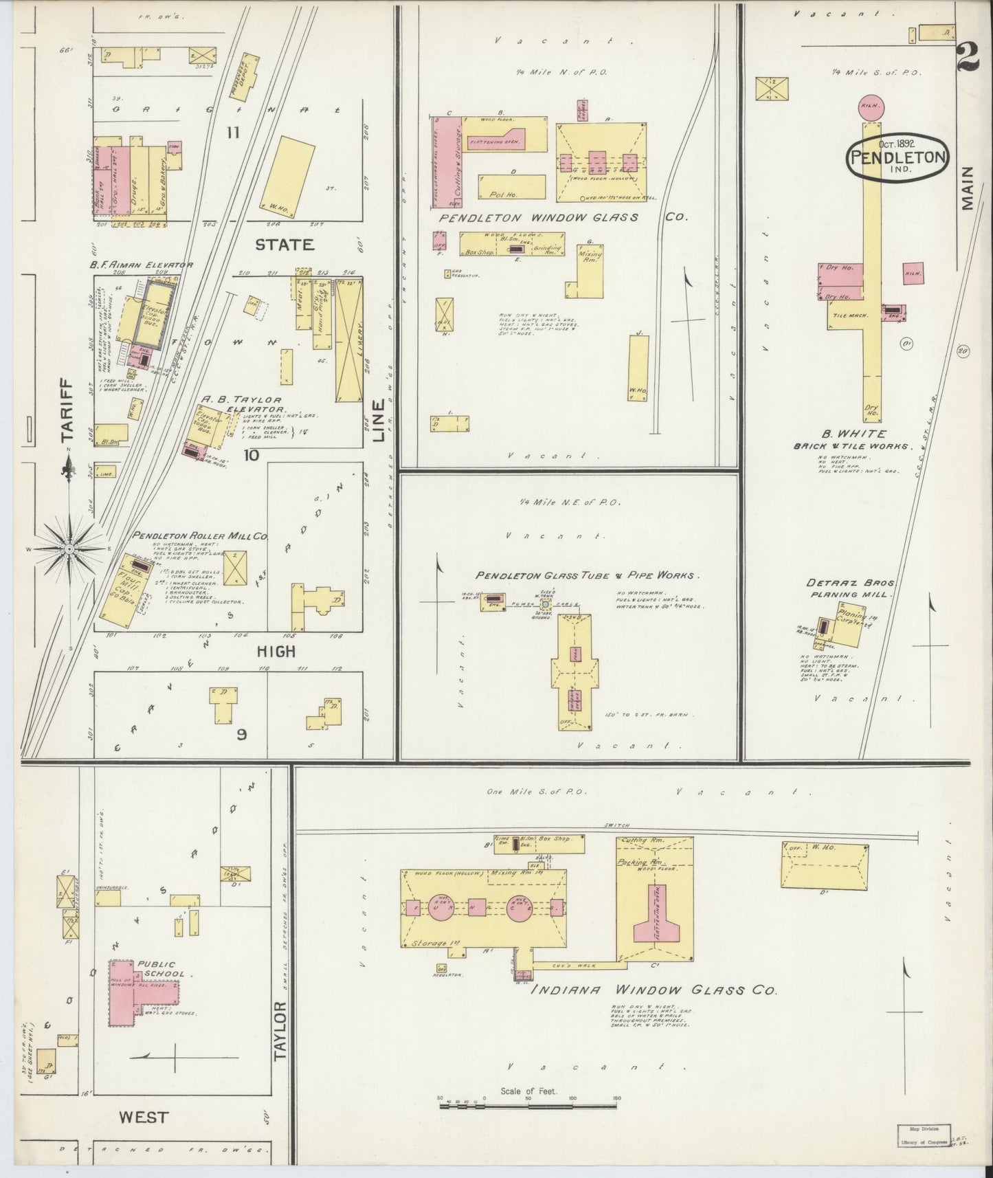 Sanborn Fire Insurance Map from Pendleton, Madison County, Indiana (1892), Sheet #0002 - Complete Map Set gallery image, historic Sanborn map, vintage wall art, Indiana Indiana