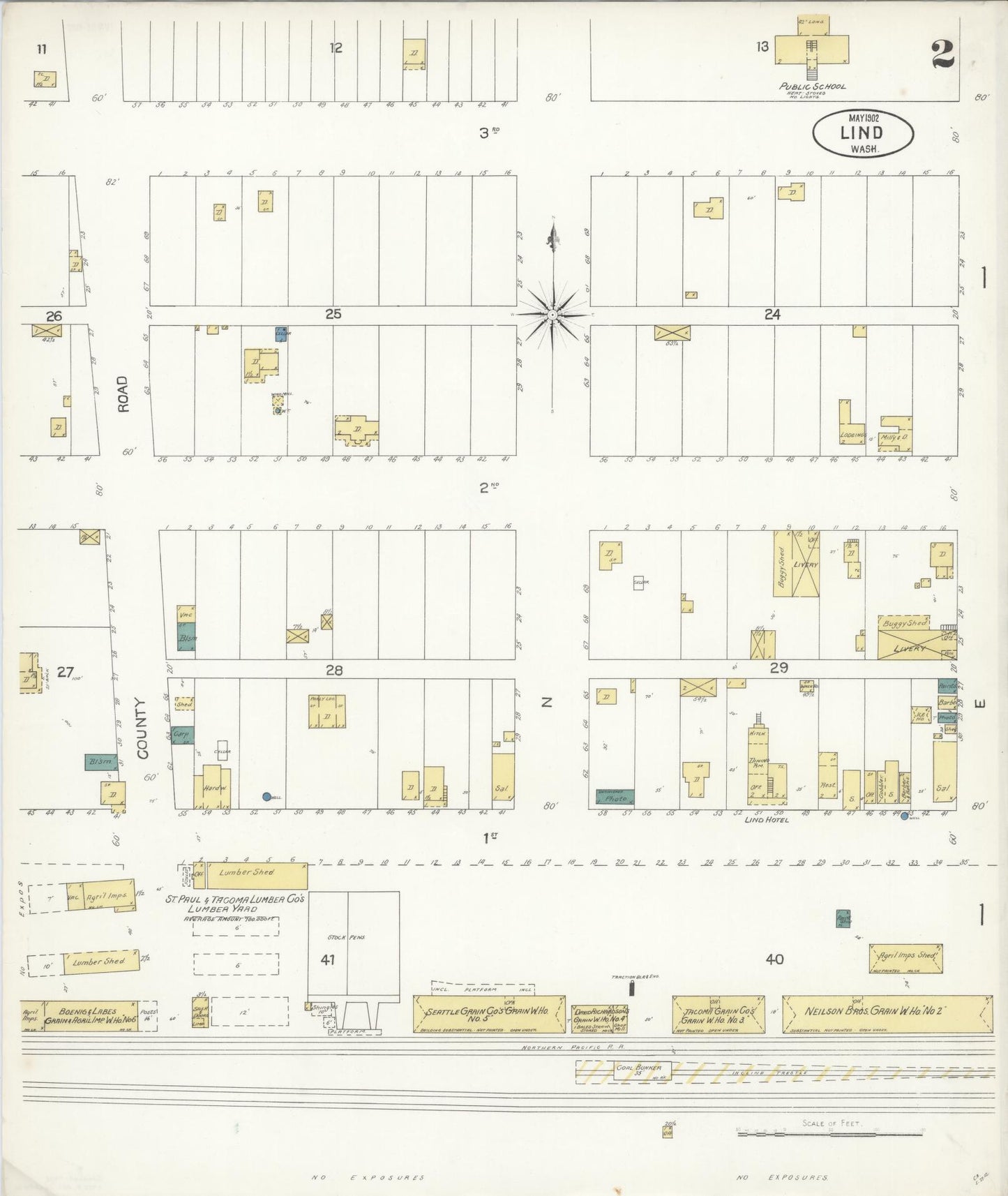 Sanborn Fire Insurance Map from Lind, Adams County, Washington (1902), Sheet #0002 - Complete Map Set gallery image, historic Sanborn map, vintage wall art, Washington Washington