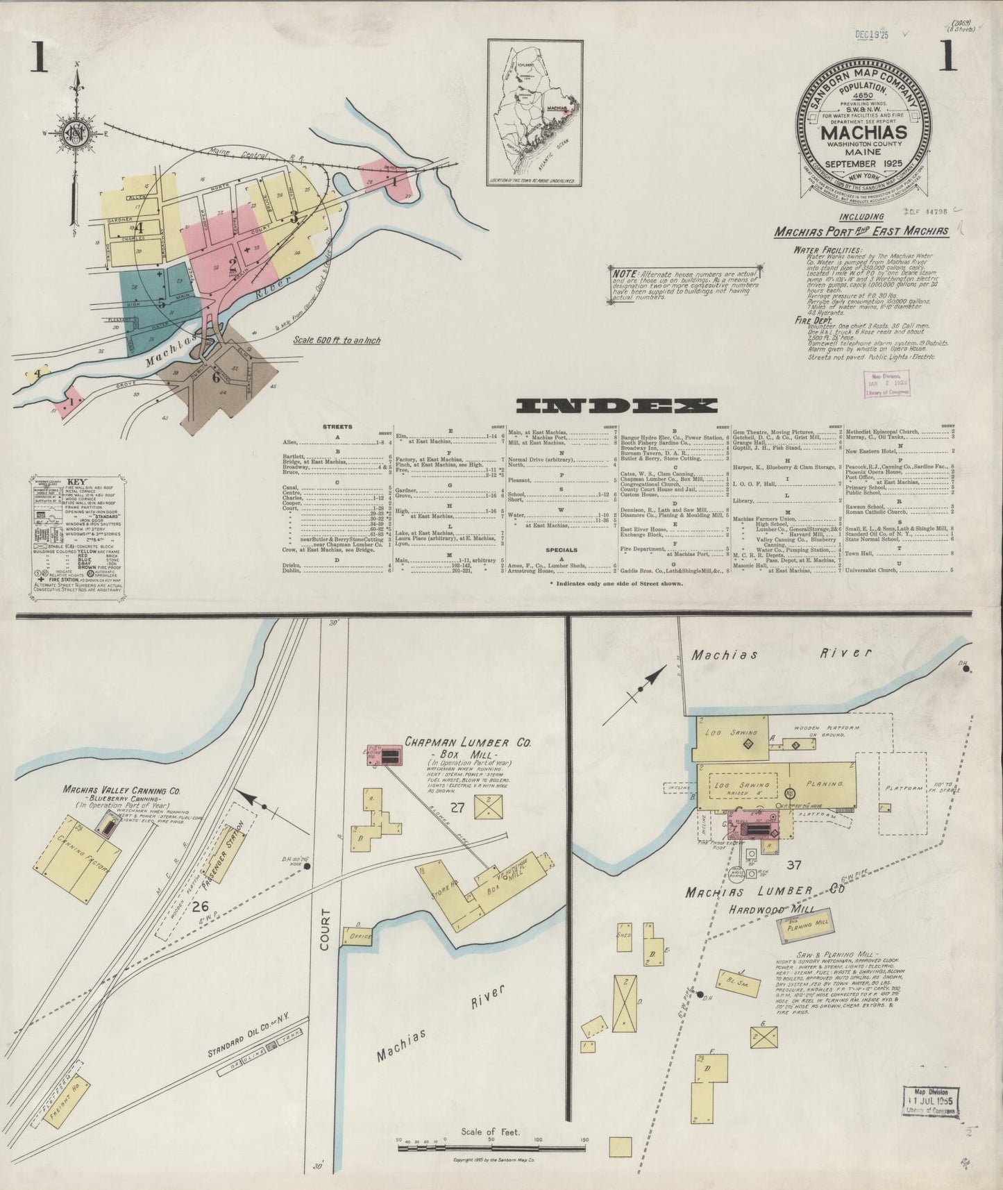 Sanborn Fire Insurance Map from Machias, Washington County, Maine. (1925) – Historic Sanborn Fire Insurance Map Print