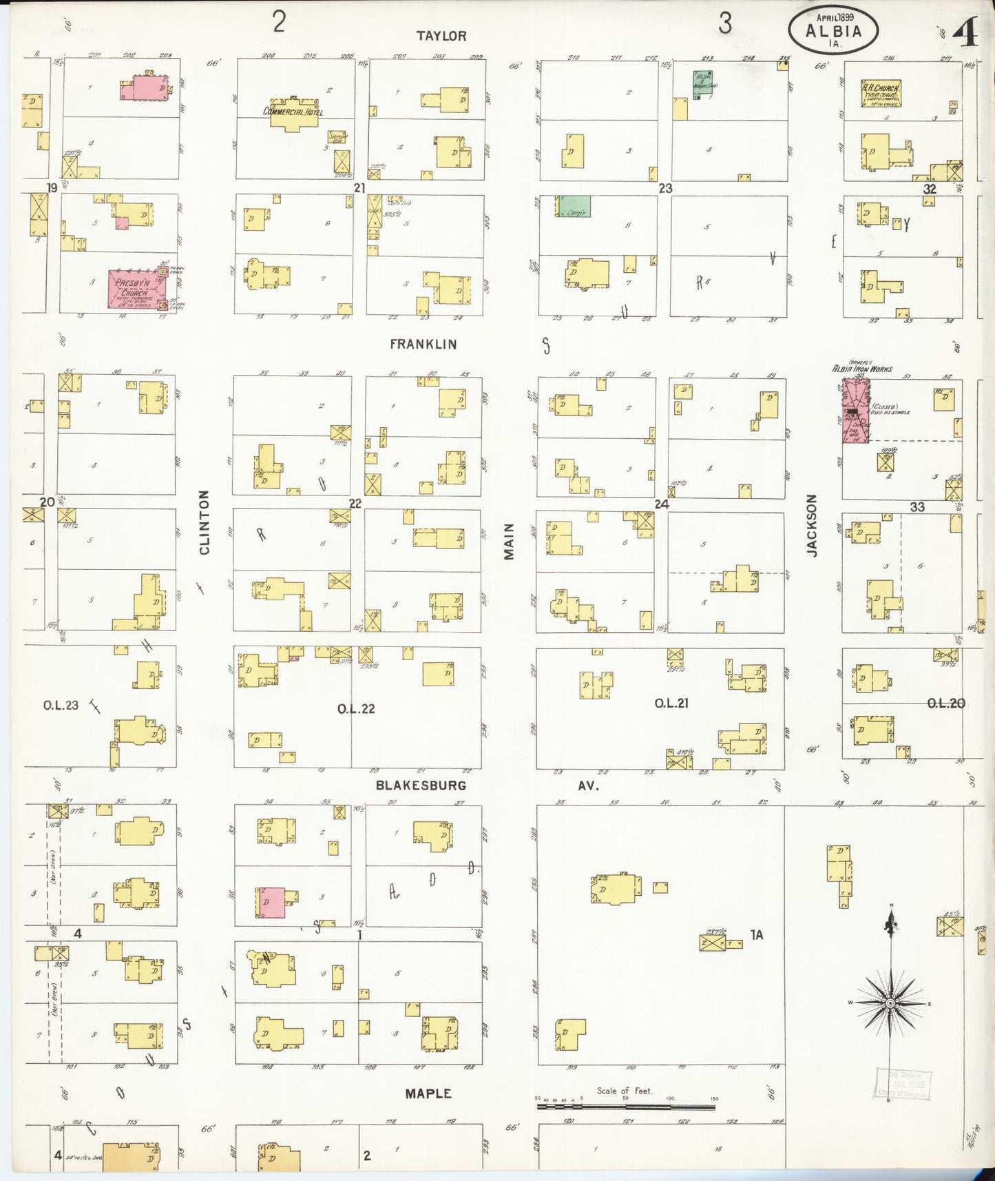 Sanborn Fire Insurance Map from Albia, Monroe County, Iowa (1899), Sheet #0004 - Historic Sanborn Fire Insurance Map Print