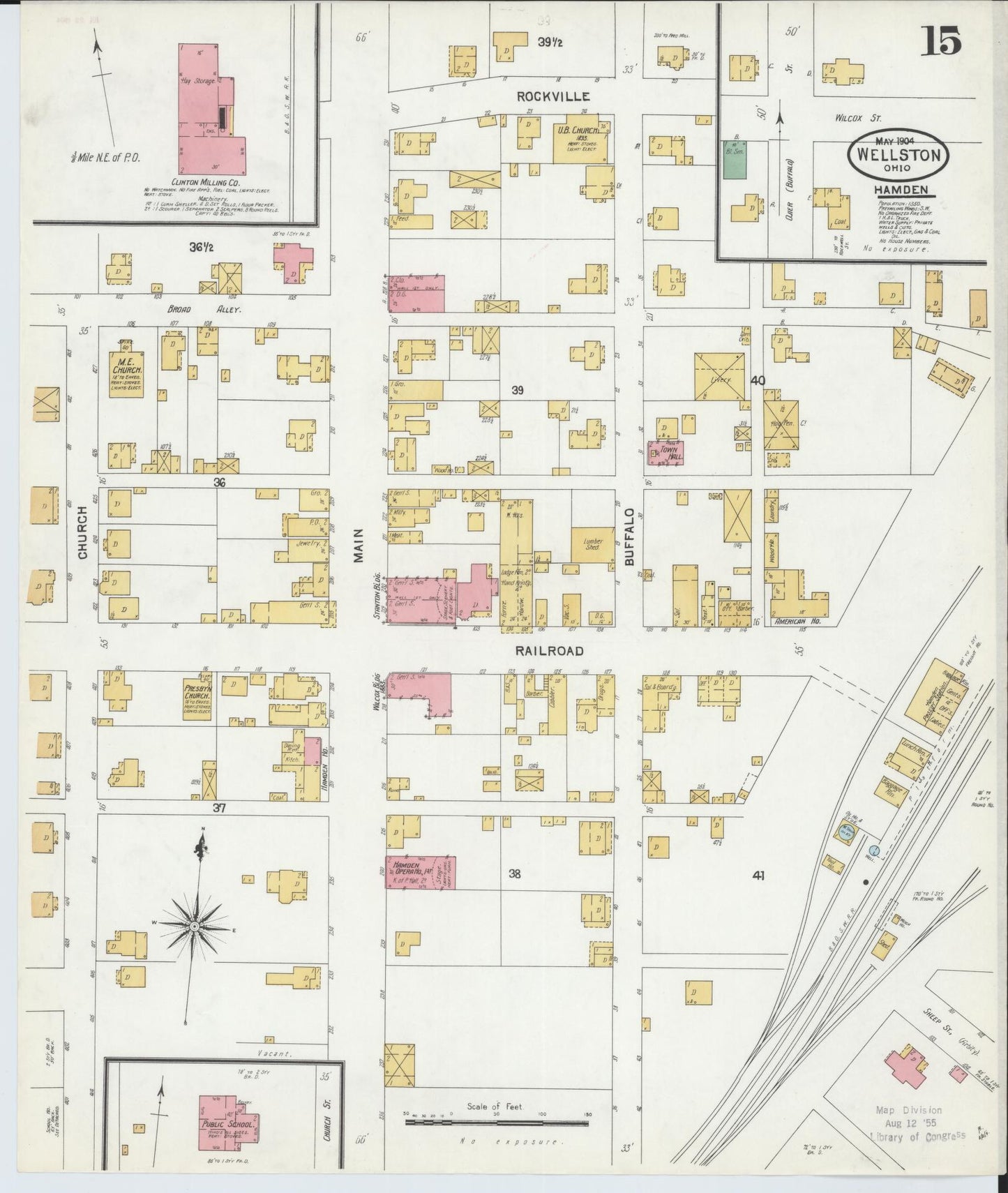 Sanborn Fire Insurance Map from Wellston, Jackson County, Ohio (1904), Sheet #0015 - Historic Sanborn Fire Insurance Map Print, vintage old map wall art, antique decor, genealogy gift, Ohio Ohio map