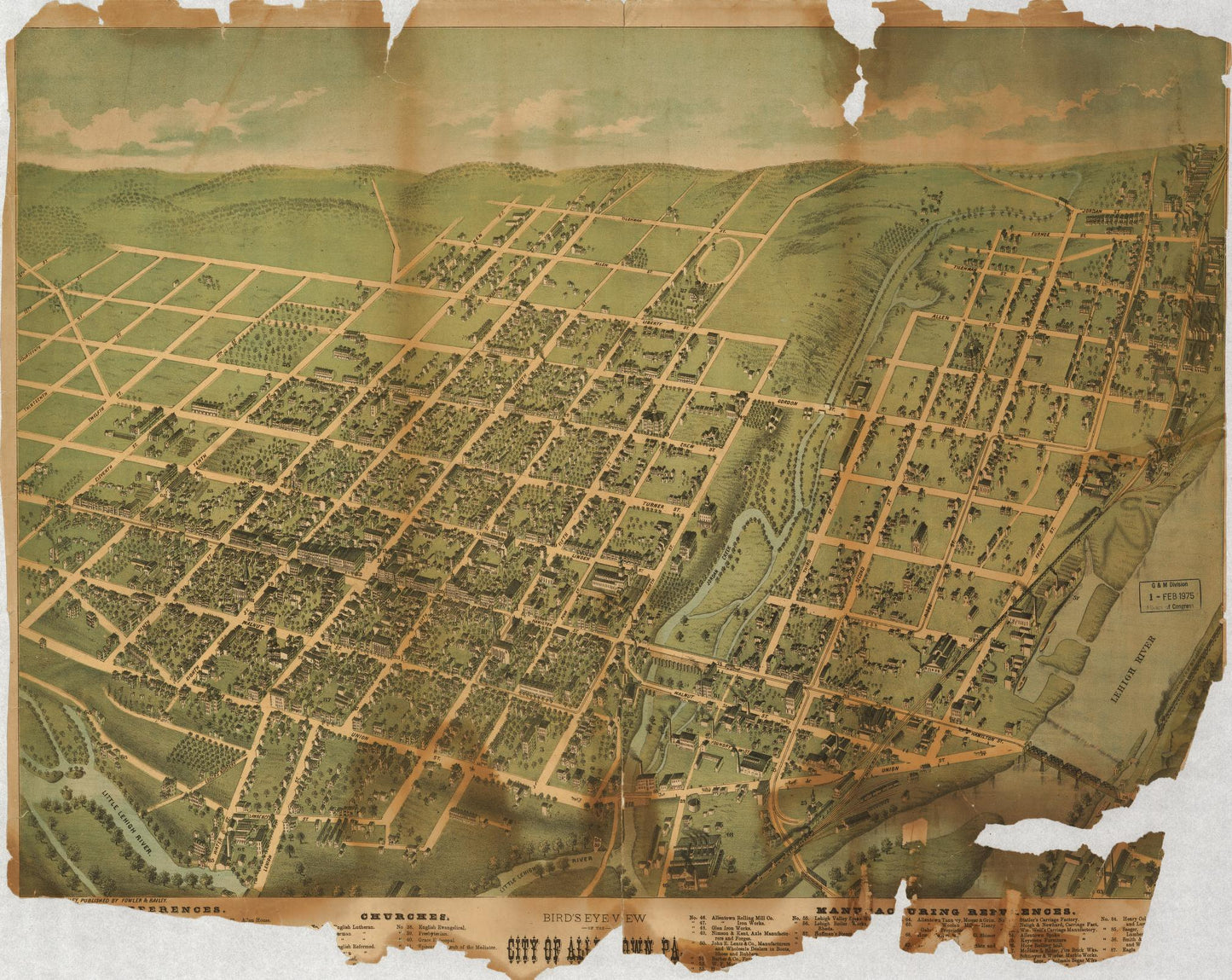 Bird's eye view of the city of Allentown, Pa. (1879) – Historic Bird’s-Eye View Panorama Print