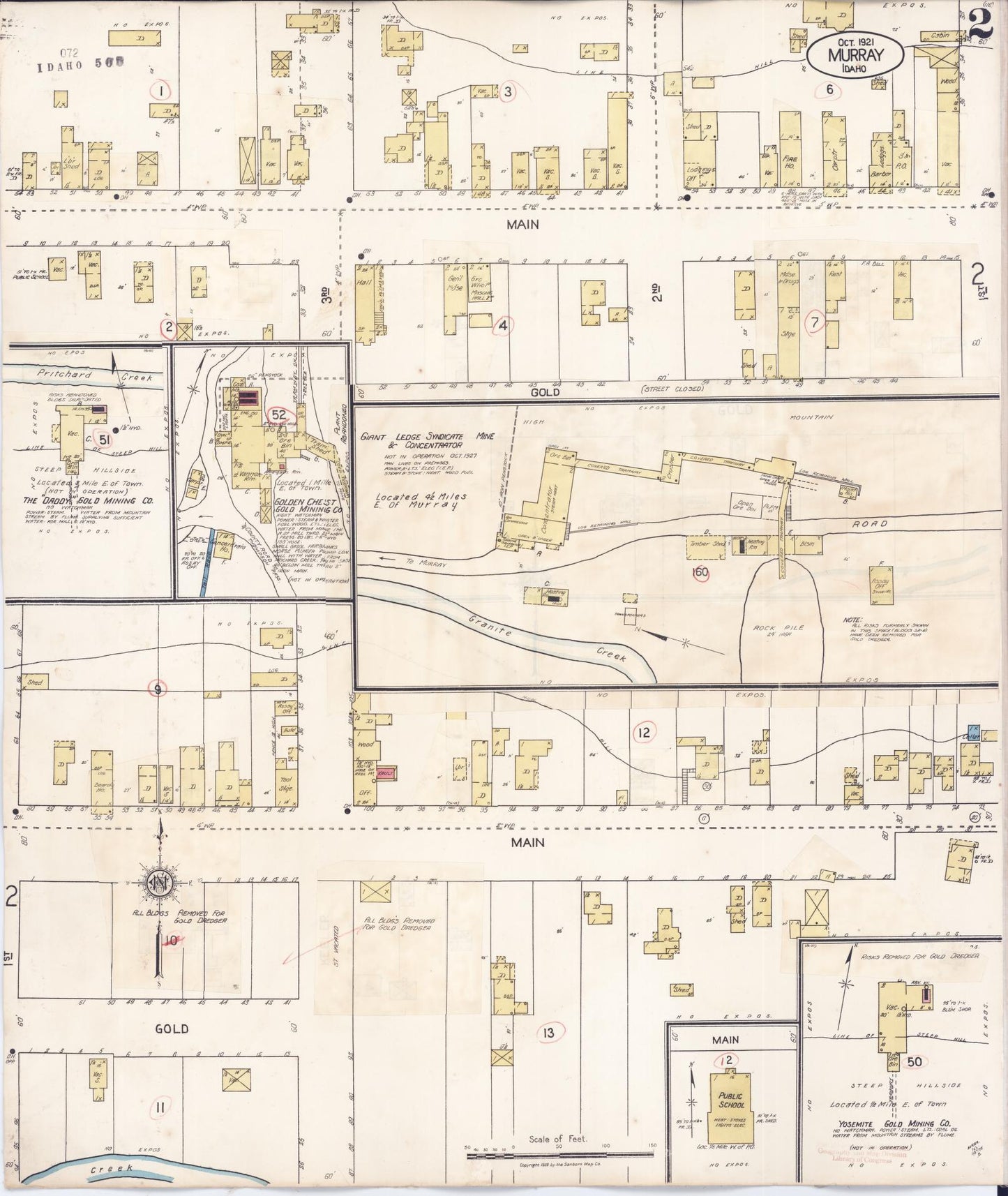 Sanborn Fire Insurance Map from Murray, Shoshone County, Idaho (1927), Sheet #0002 - Complete Map Set gallery image, historic Sanborn map, vintage wall art, Idaho Idaho