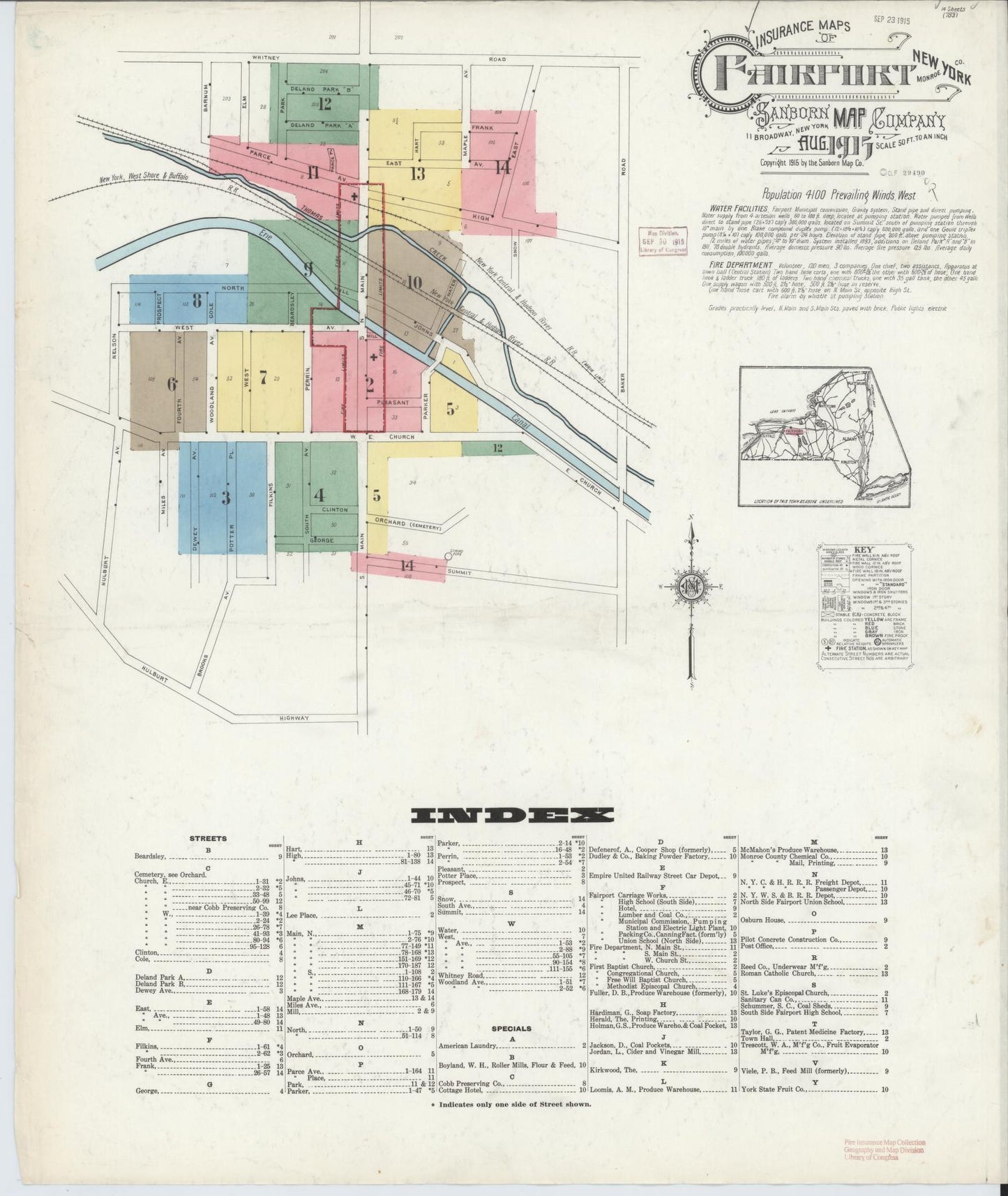 Sanborn Fire Insurance Map from Fairport, Monroe County, New York. (1915) – Historic Sanborn Fire Insurance Map Print