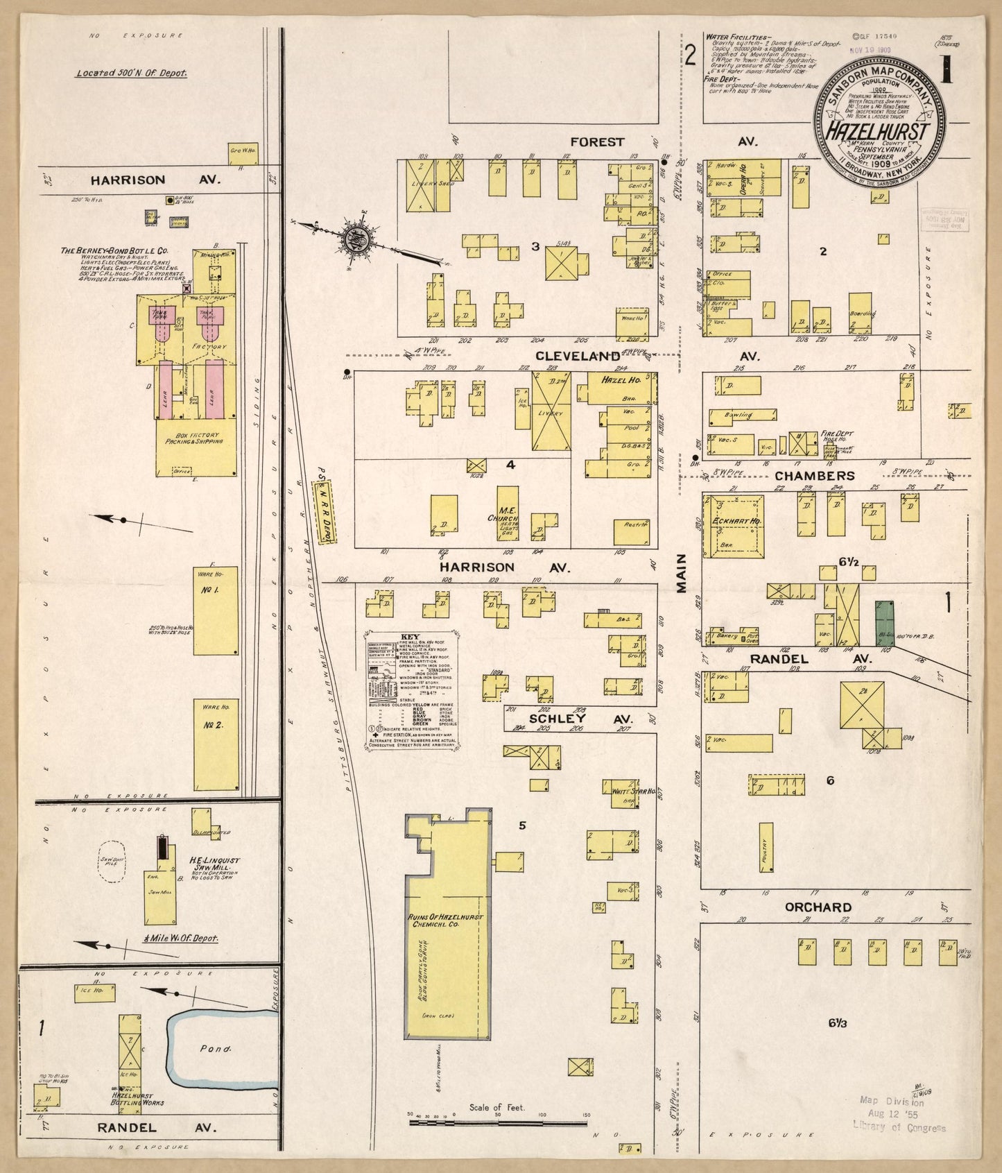 Sanborn Fire Insurance Map from Hazelhurst, McKean County, Pennsylvania. (1909) – Historic Sanborn Fire Insurance Map Print