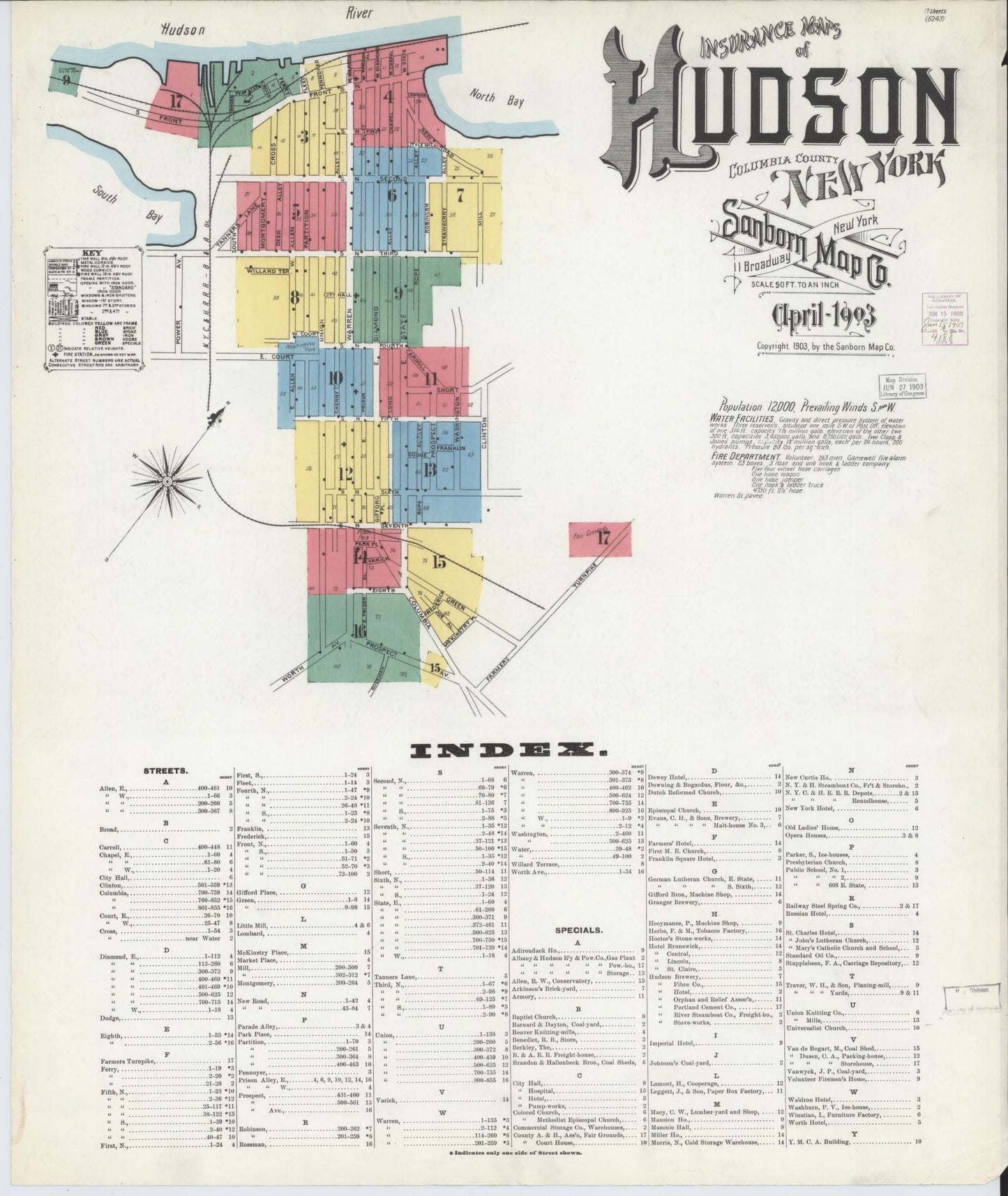 Sanborn Fire Insurance Map from Hudson, Columbia County, New York. (1903) – Historic Sanborn Fire Insurance Map Print