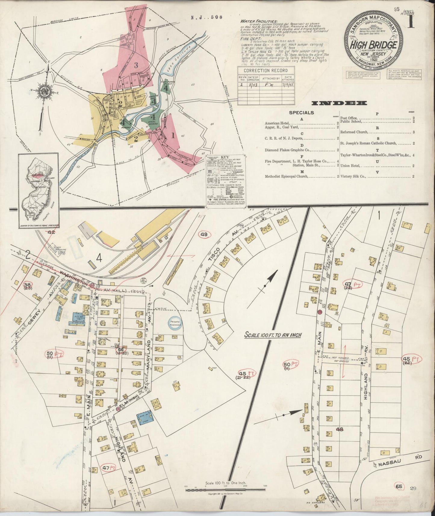 Sanborn Fire Insurance Map from High Bridge, Hunterdon County, New Jersey. (1943) – Historic Sanborn Fire Insurance Map Print