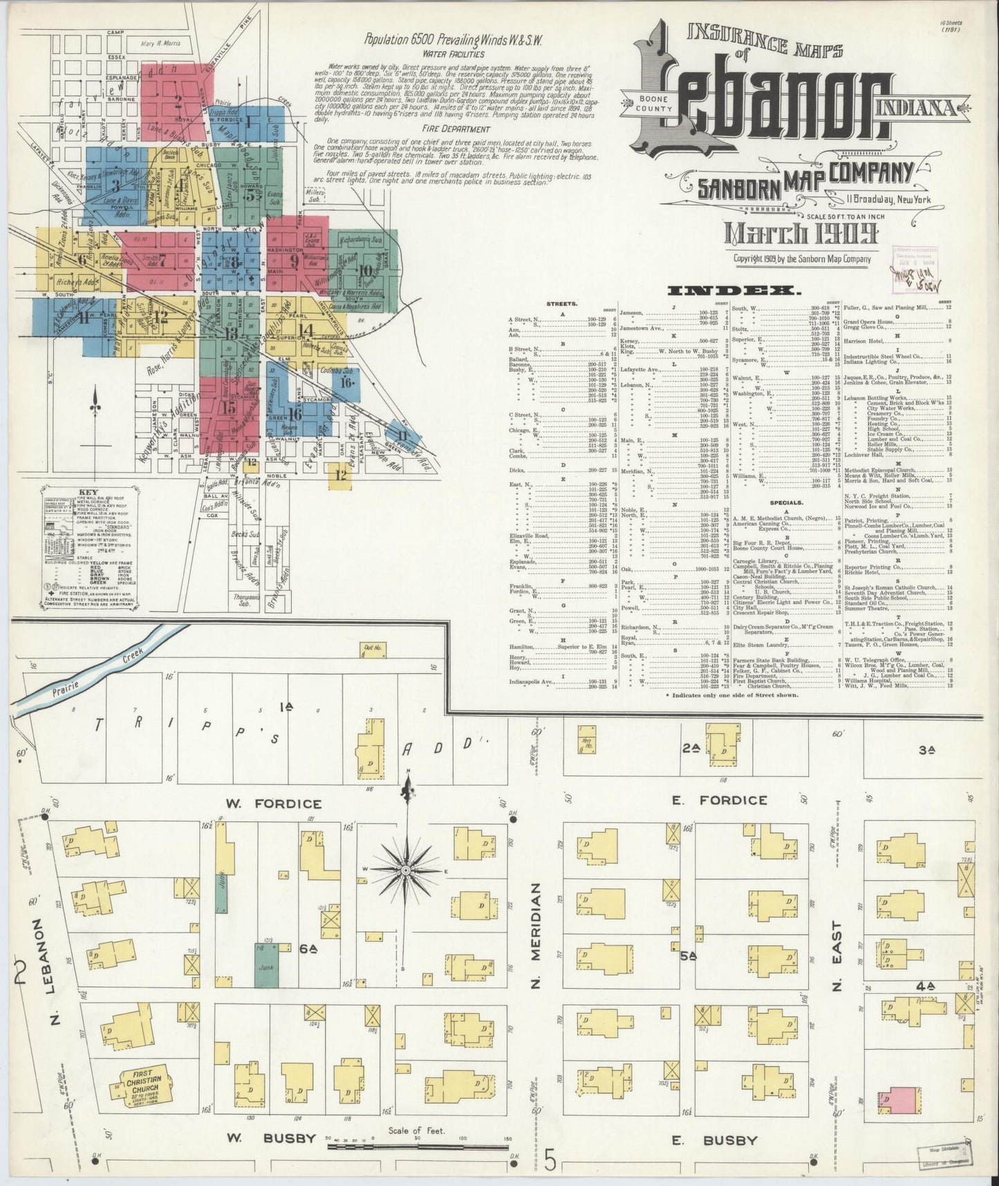 Sanborn Fire Insurance Map from Lebanon, Boone County, Indiana. (1909) – Historic Sanborn Fire Insurance Map Print