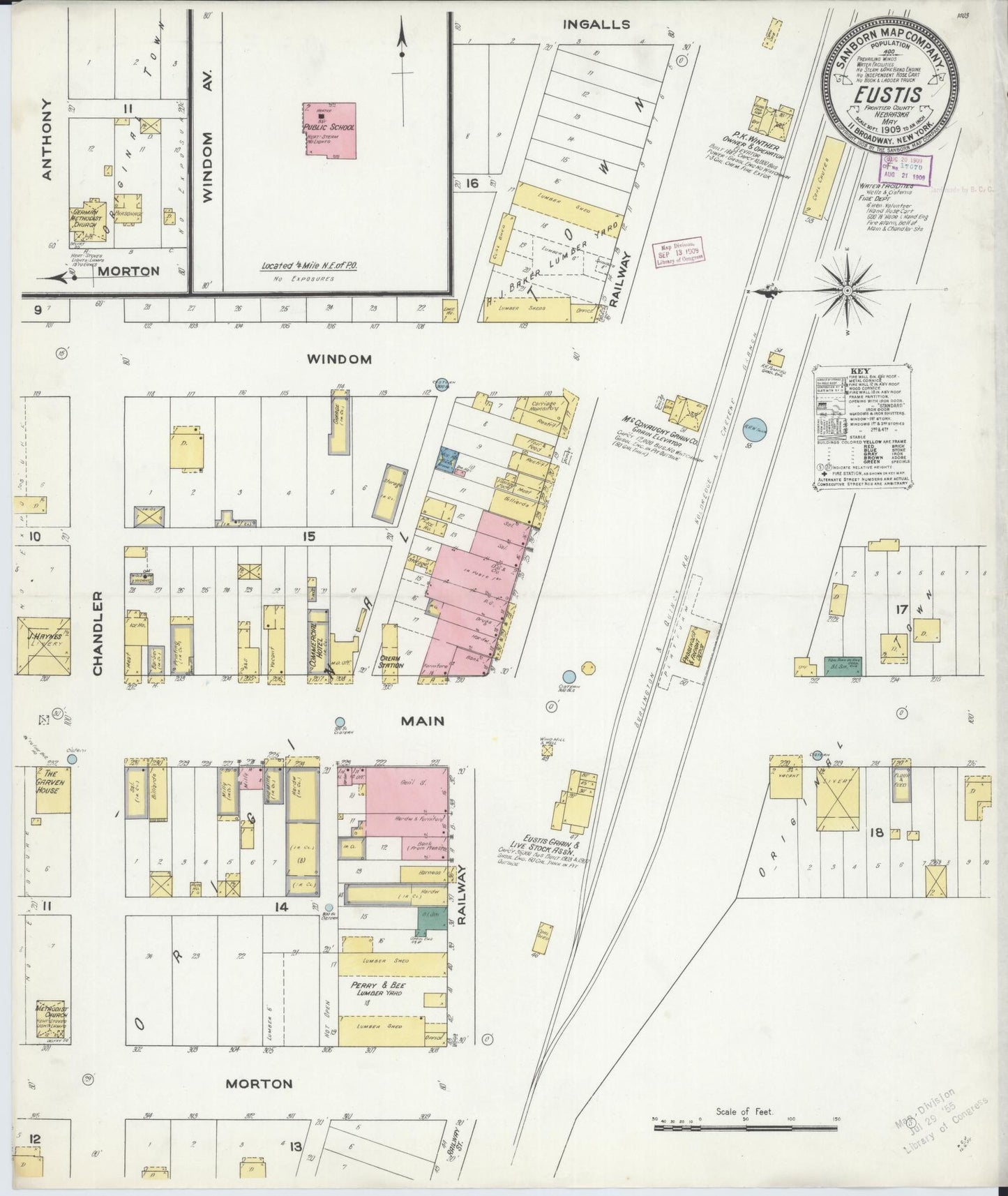 Sanborn Fire Insurance Map from Eustis, Frontier County, Nebraska (1909), Sheet #0001 - Historic Sanborn Fire Insurance Map Print, vintage old map wall art, antique decor, genealogy gift, Nebraska Nebraska map