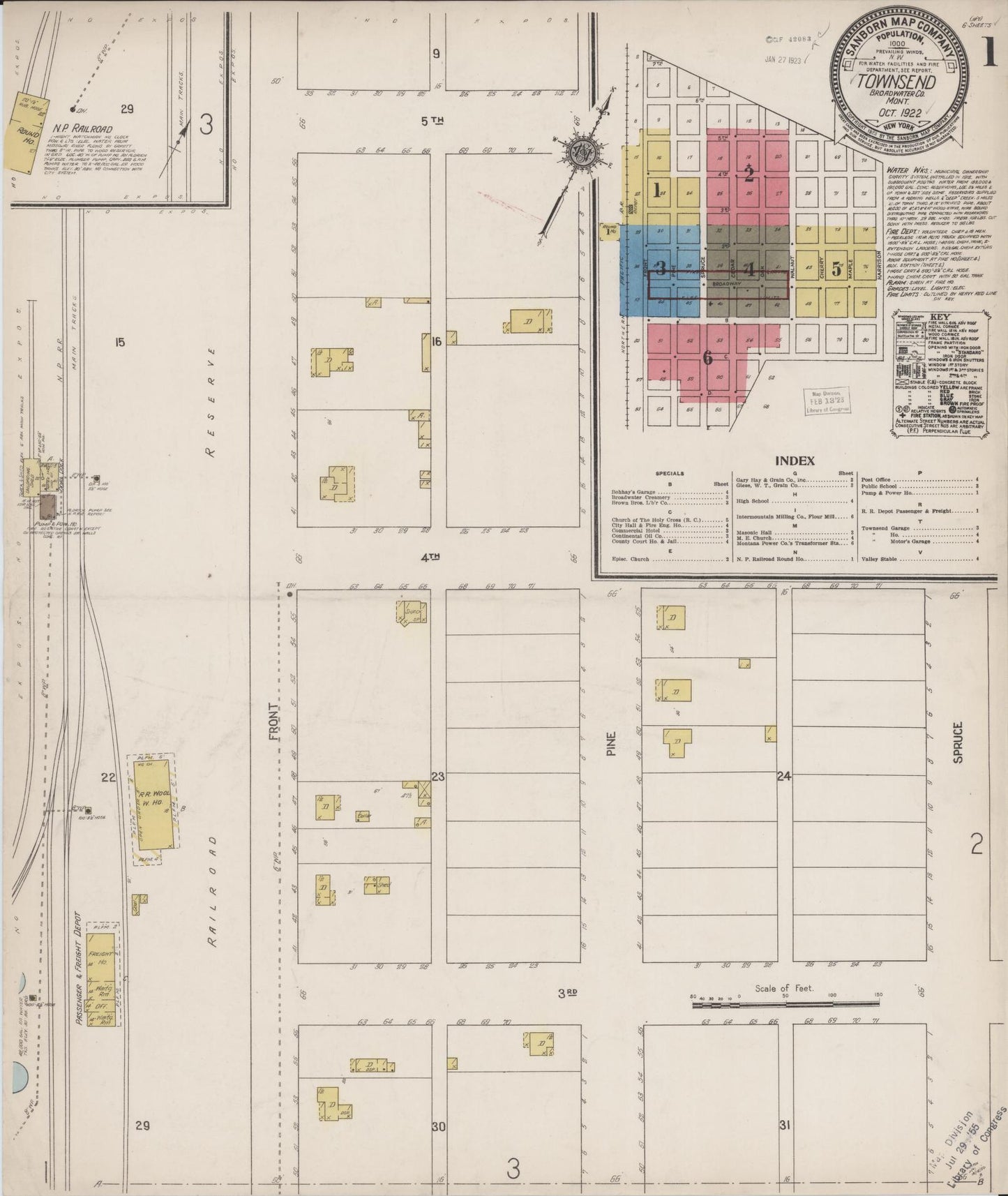 Sanborn Fire Insurance Map from Townsend, Broadwater County, Montana (1922), Sheet #0001 - Historic Sanborn Fire Insurance Map Print, vintage old map wall art, antique decor, genealogy gift, Montana Montana map