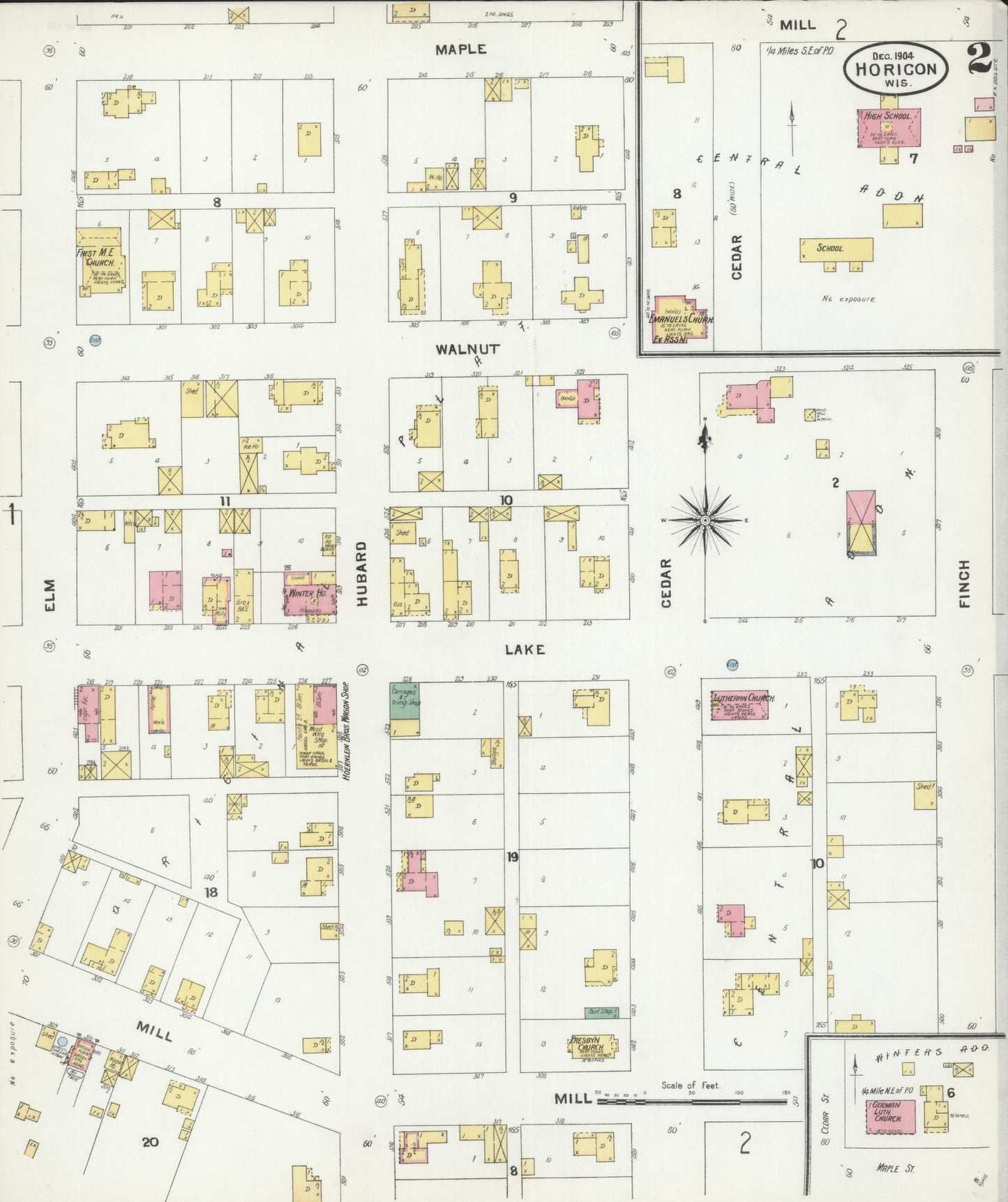 Sanborn Fire Insurance Map from Horicon, Dodge County, Wisconsin (1904), Sheet #0002 - Historic Sanborn Fire Insurance Map Print, vintage old map wall art, antique decor, genealogy gift, Wisconsin Wisconsin map