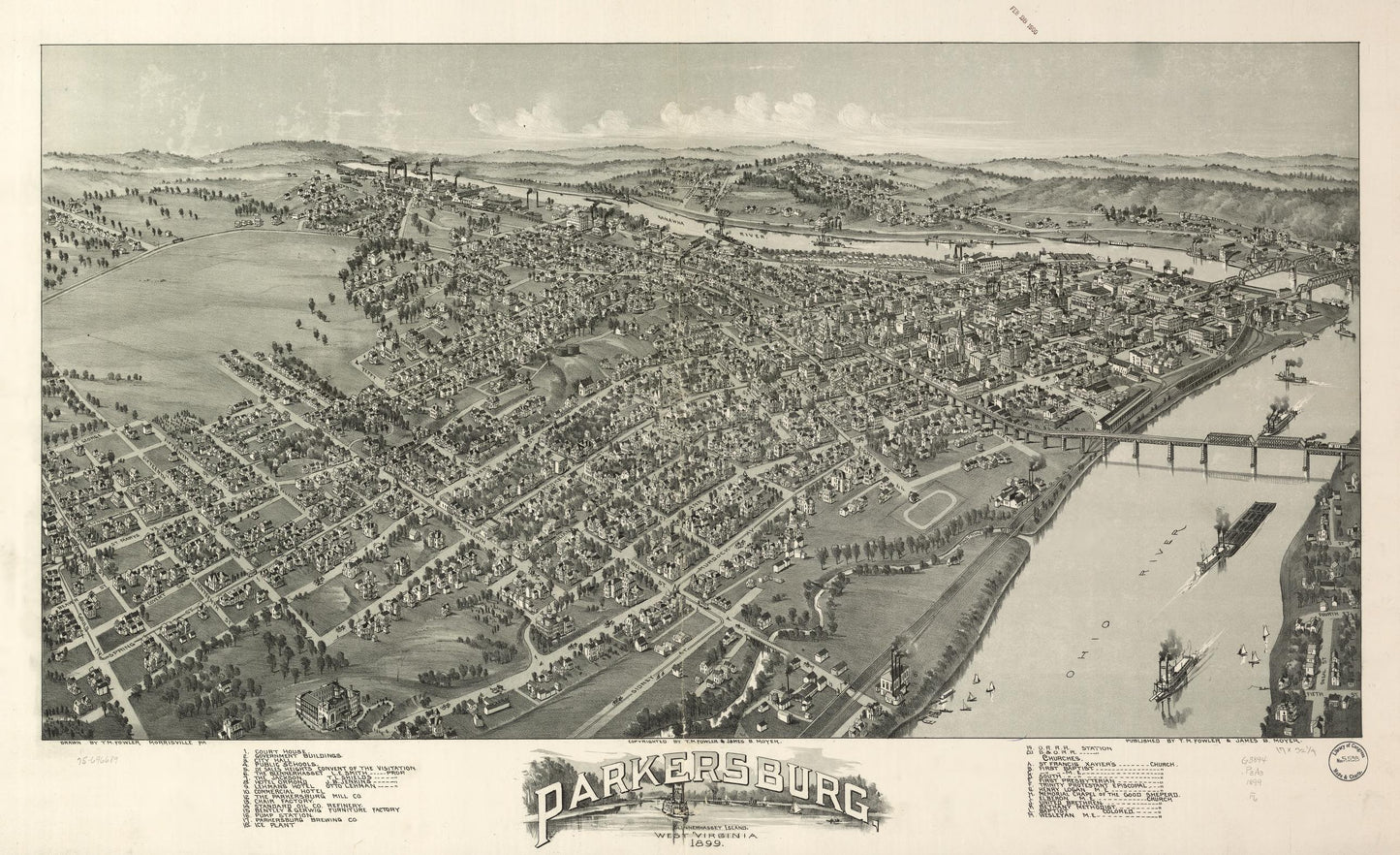 Parkersburg, West Virginia 1899. (1899) – Historic Bird’s-Eye View Panorama Print