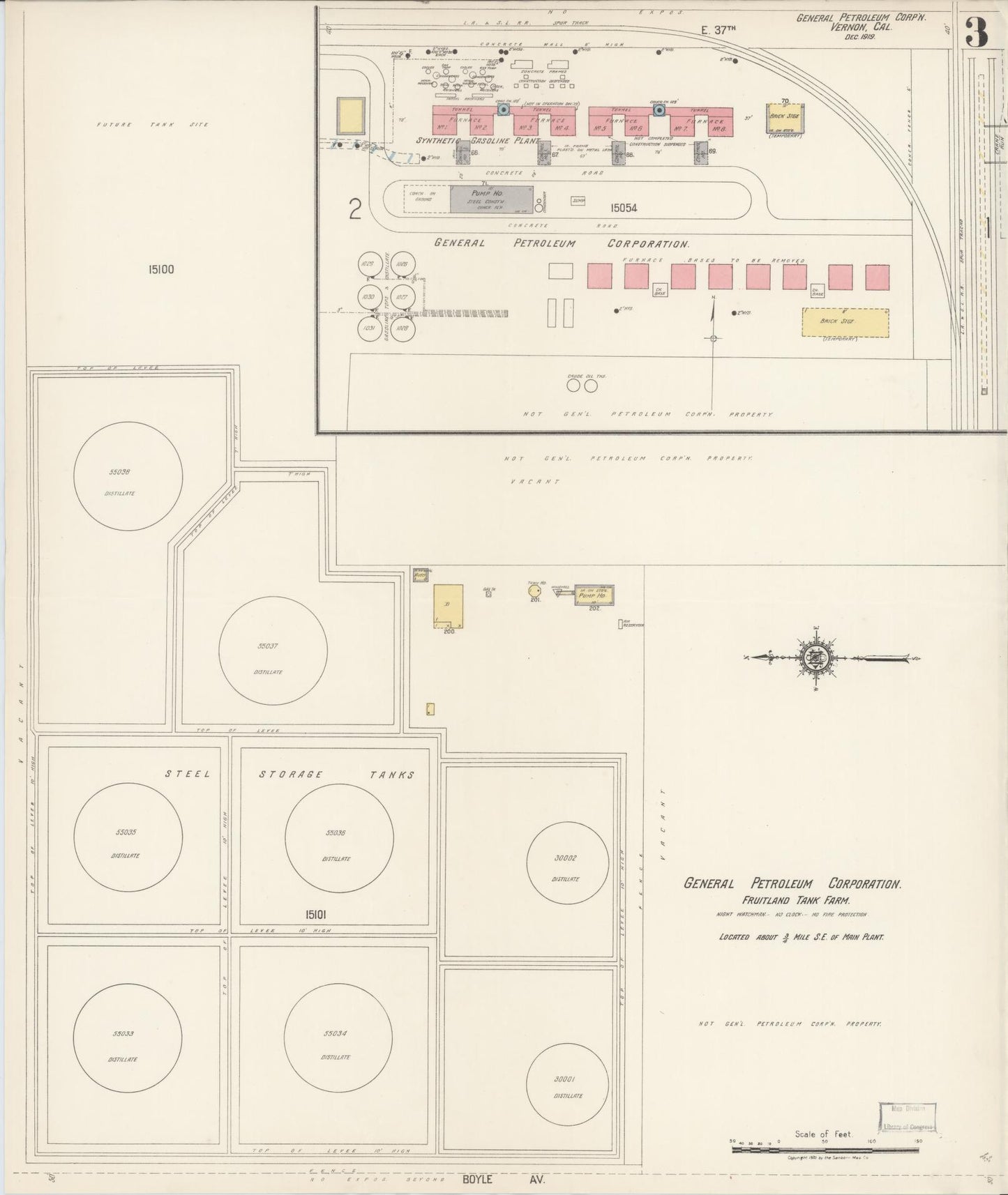 Sanborn Fire Insurance Map from Vernon, Los Angeles County, California (1920), Sheet #0003 - Complete Map Set gallery image, historic Sanborn map, vintage wall art, California California