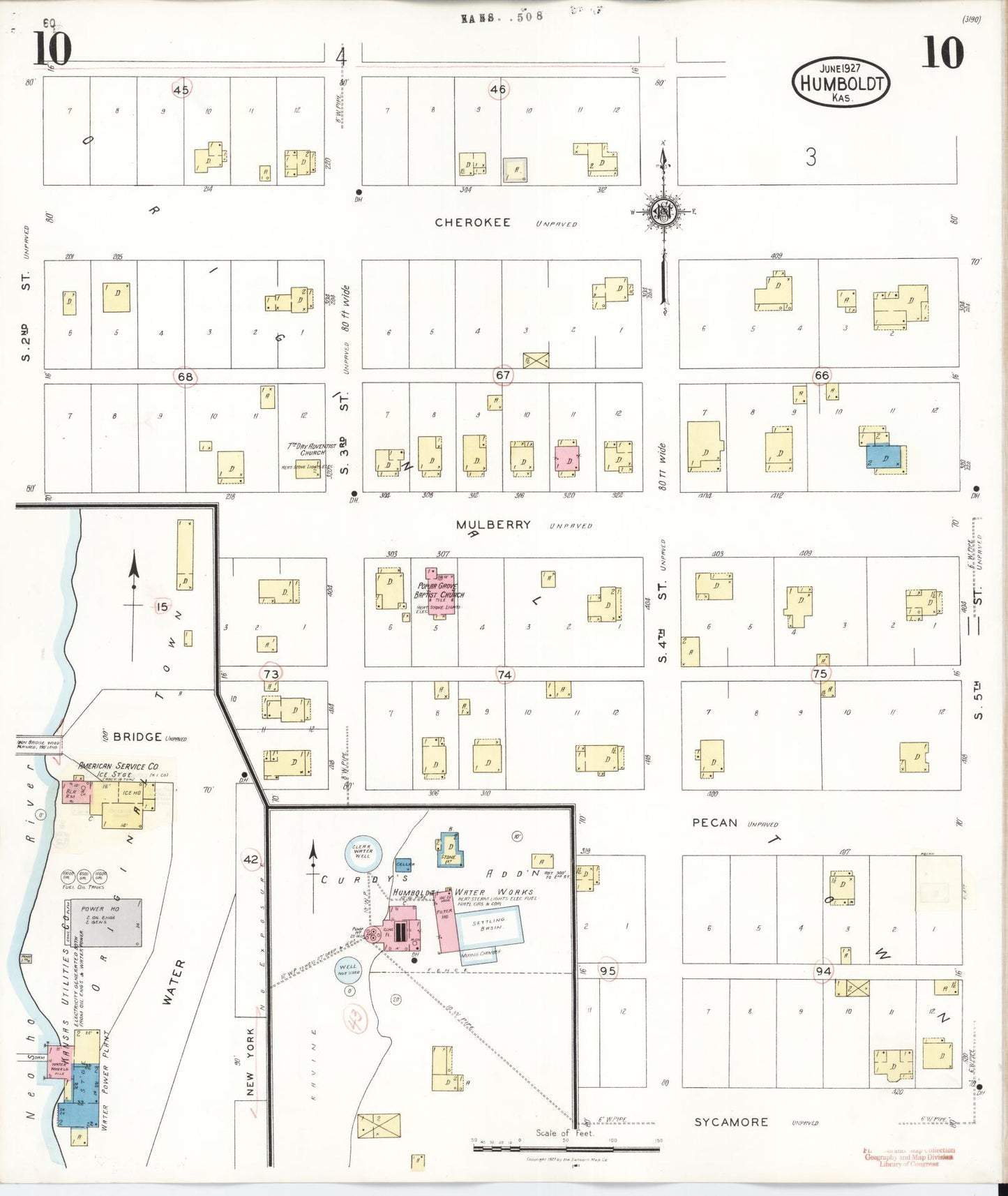 Sanborn Fire Insurance Map from Humboldt, Allen County, Kansas (1936), Sheet #0010 - Historic Sanborn Fire Insurance Map Print, vintage old map wall art, antique decor, genealogy gift, Kansas Kansas map