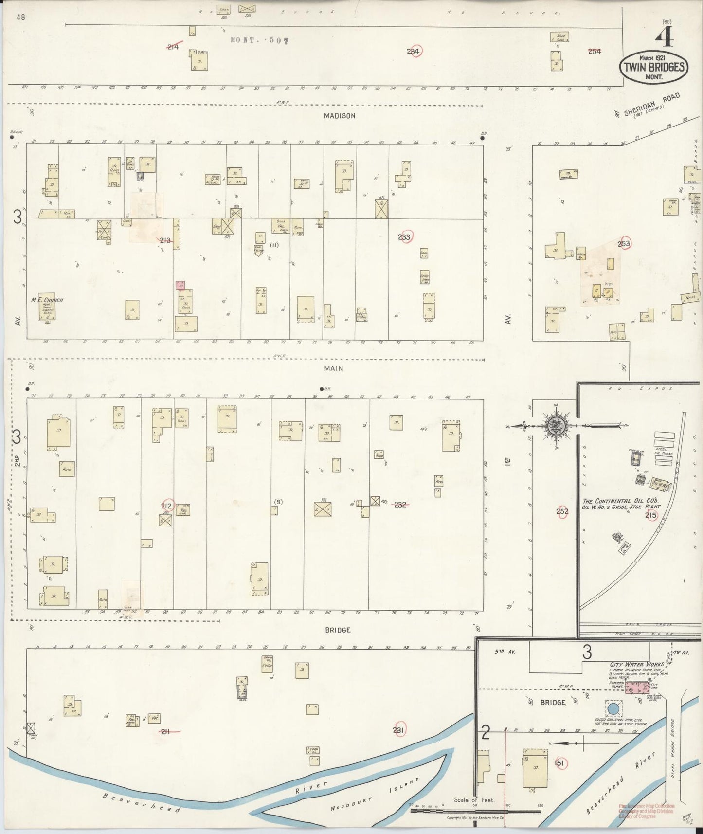 Sanborn Fire Insurance Map from Twin Bridges, Madison County, Montana (1927), Sheet #0004 - Historic Sanborn Fire Insurance Map Print, vintage old map wall art, antique decor, genealogy gift, Montana Montana map