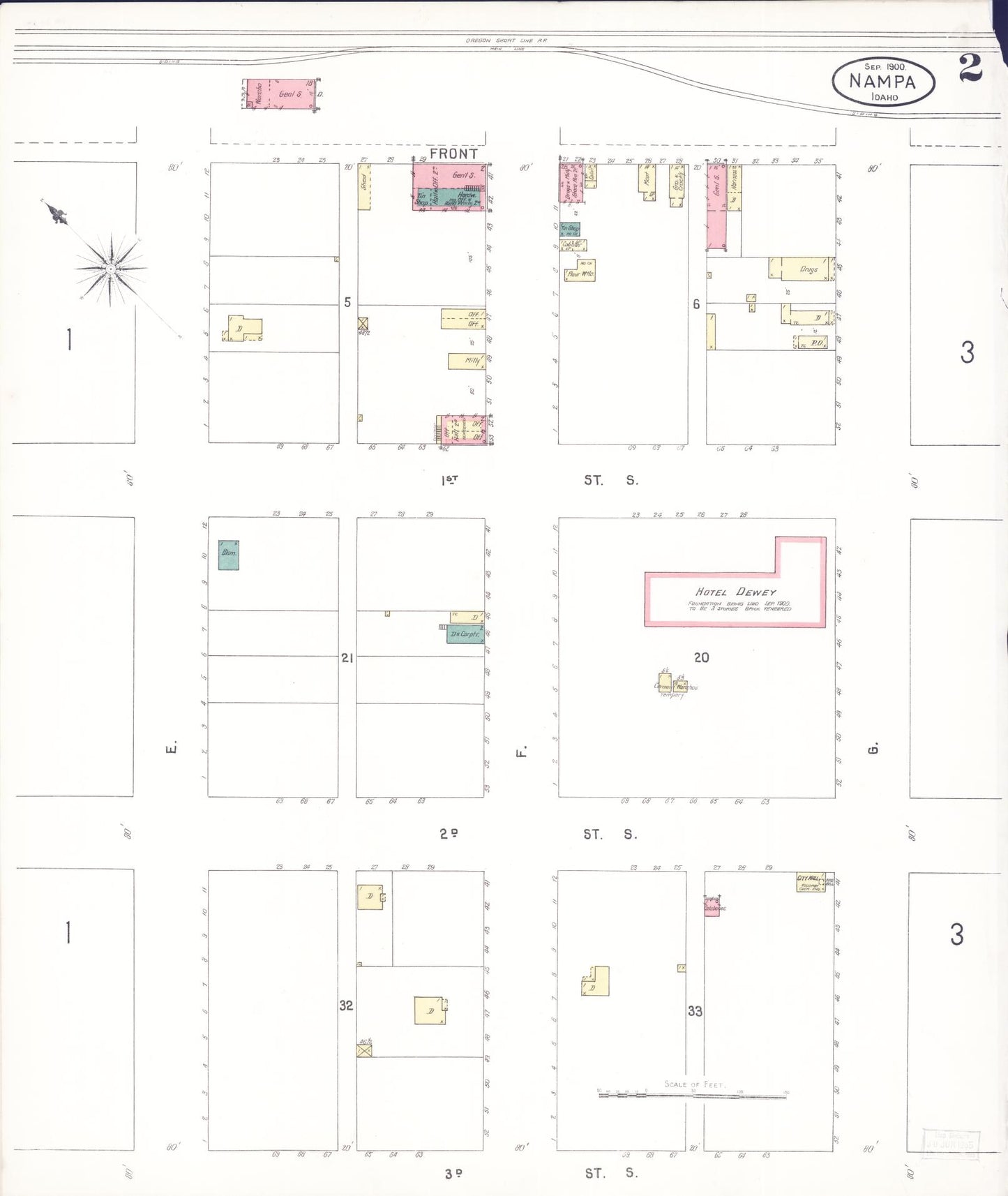 Sanborn Fire Insurance Map from Nampa, Canyon County, Idaho (1900), Sheet #0002 - Historic Sanborn Fire Insurance Map Print, vintage old map wall art, antique decor, genealogy gift, Idaho Idaho map