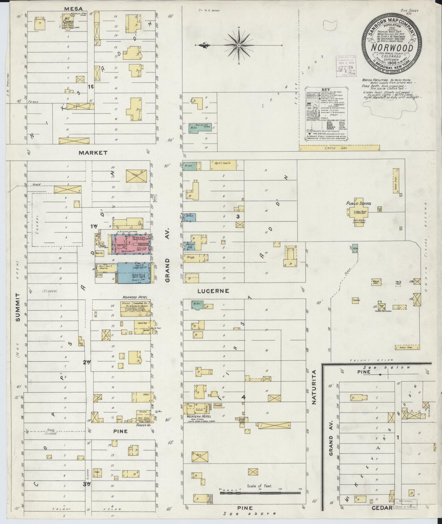 Sanborn Fire Insurance Map from Norwood, San Miguel County, Colorado. (1908) – Historic Sanborn Fire Insurance Map Print