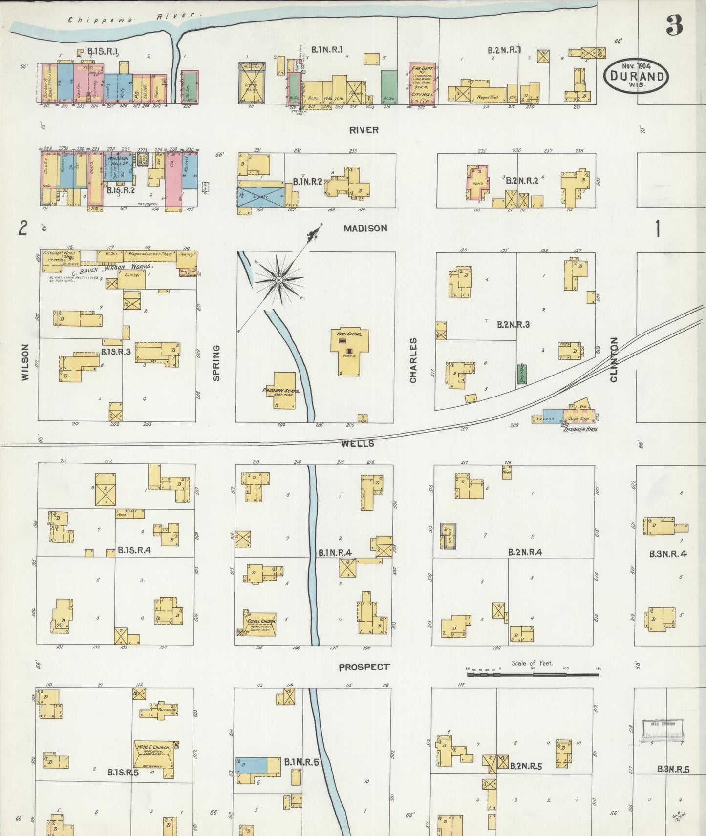 Sanborn Fire Insurance Map from Durand, Pepin County, Wisconsin (1904), Sheet #0003 - Historic Sanborn Fire Insurance Map Print, vintage old map wall art, antique decor, genealogy gift, Wisconsin Wisconsin map