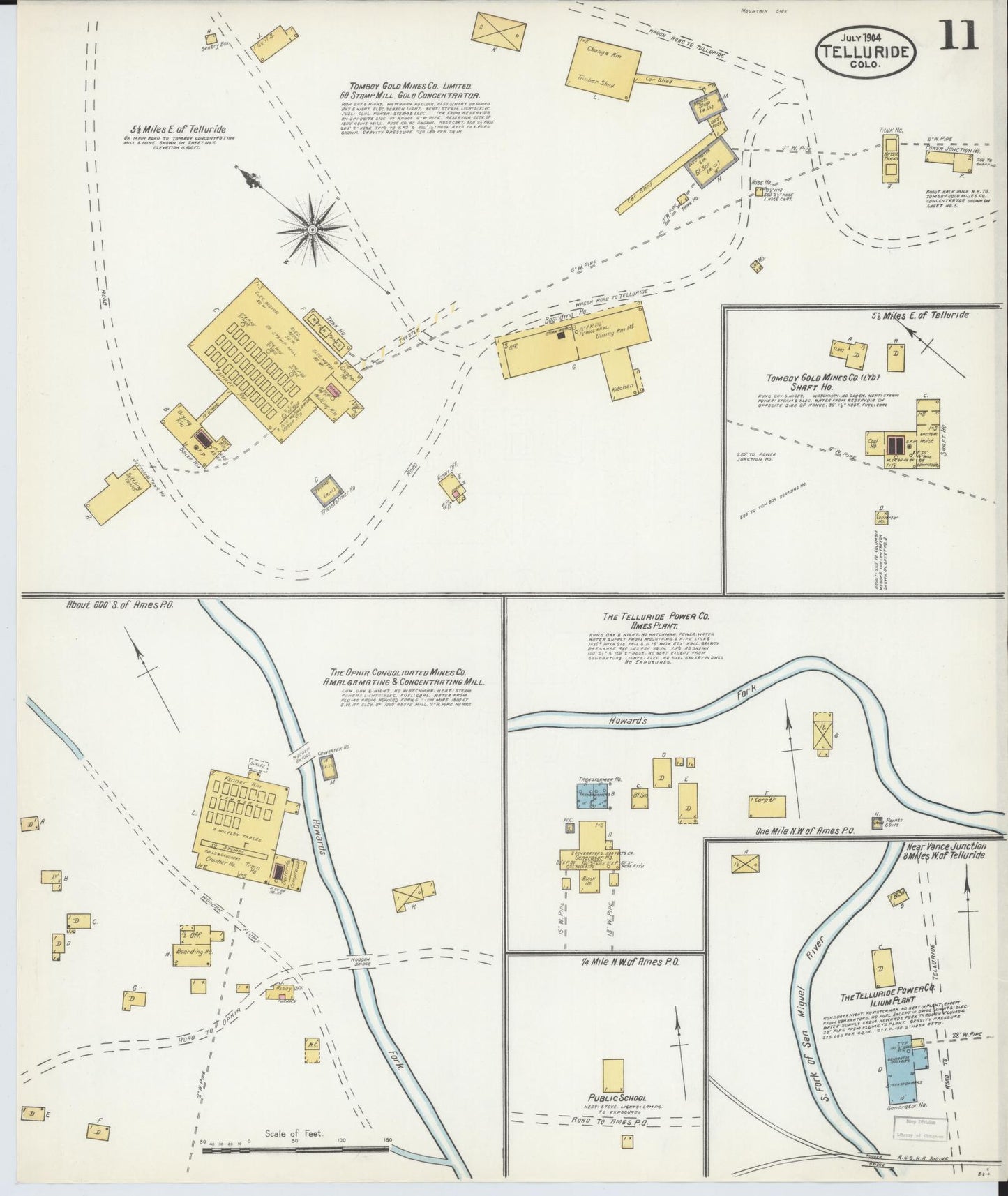Sanborn Fire Insurance Map from Telluride, San Miguel County, Colorado (1904), Sheet #0011 - Complete Map Set gallery image, historic Sanborn map, vintage wall art, Colorado Colorado