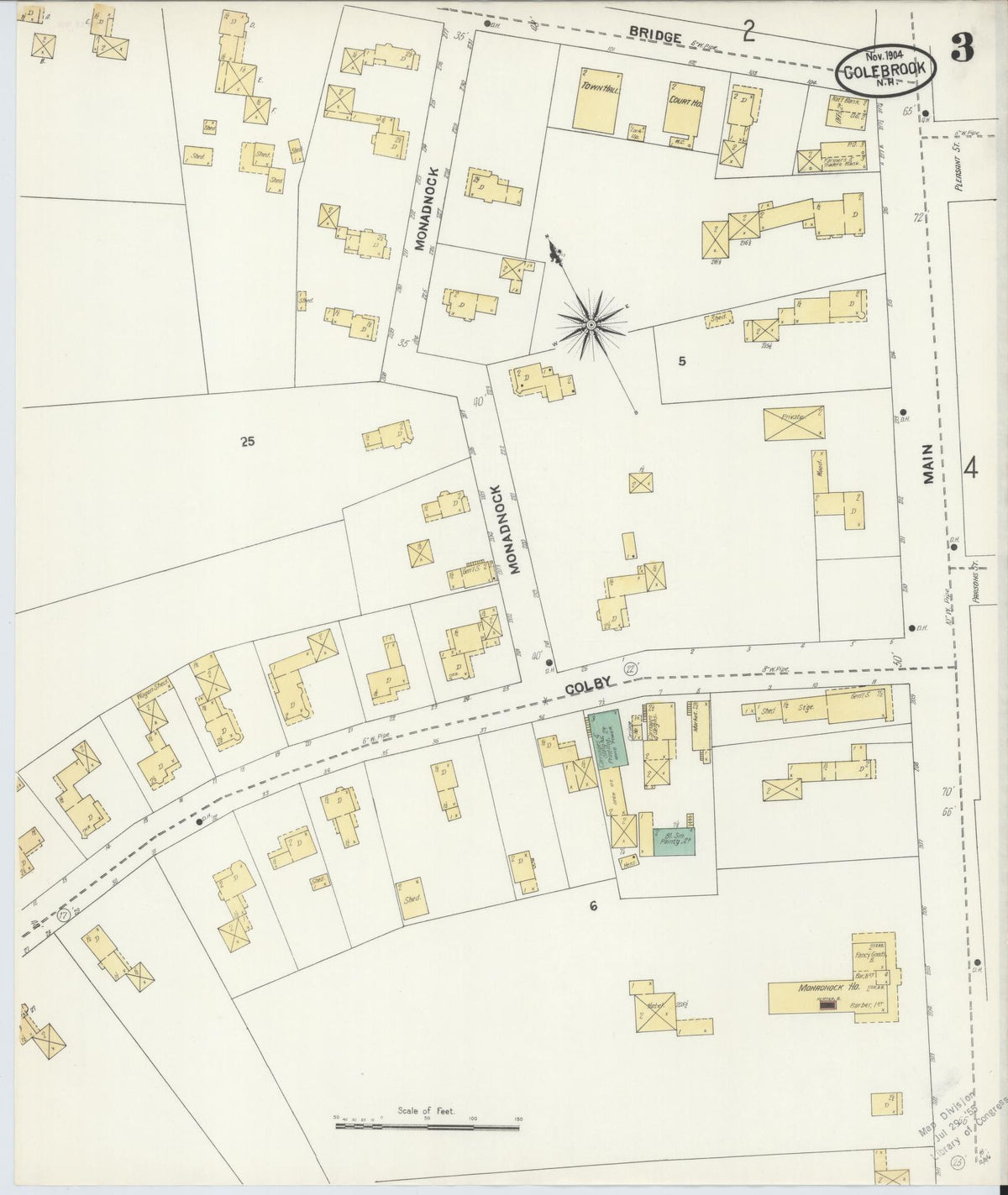 Sanborn Fire Insurance Map from Colebrook, Coos County, New Hampshire (1904), Sheet #0003 - Historic Sanborn Fire Insurance Map Print, vintage old map wall art, antique decor, genealogy gift, New Hampshire New Hampshire map