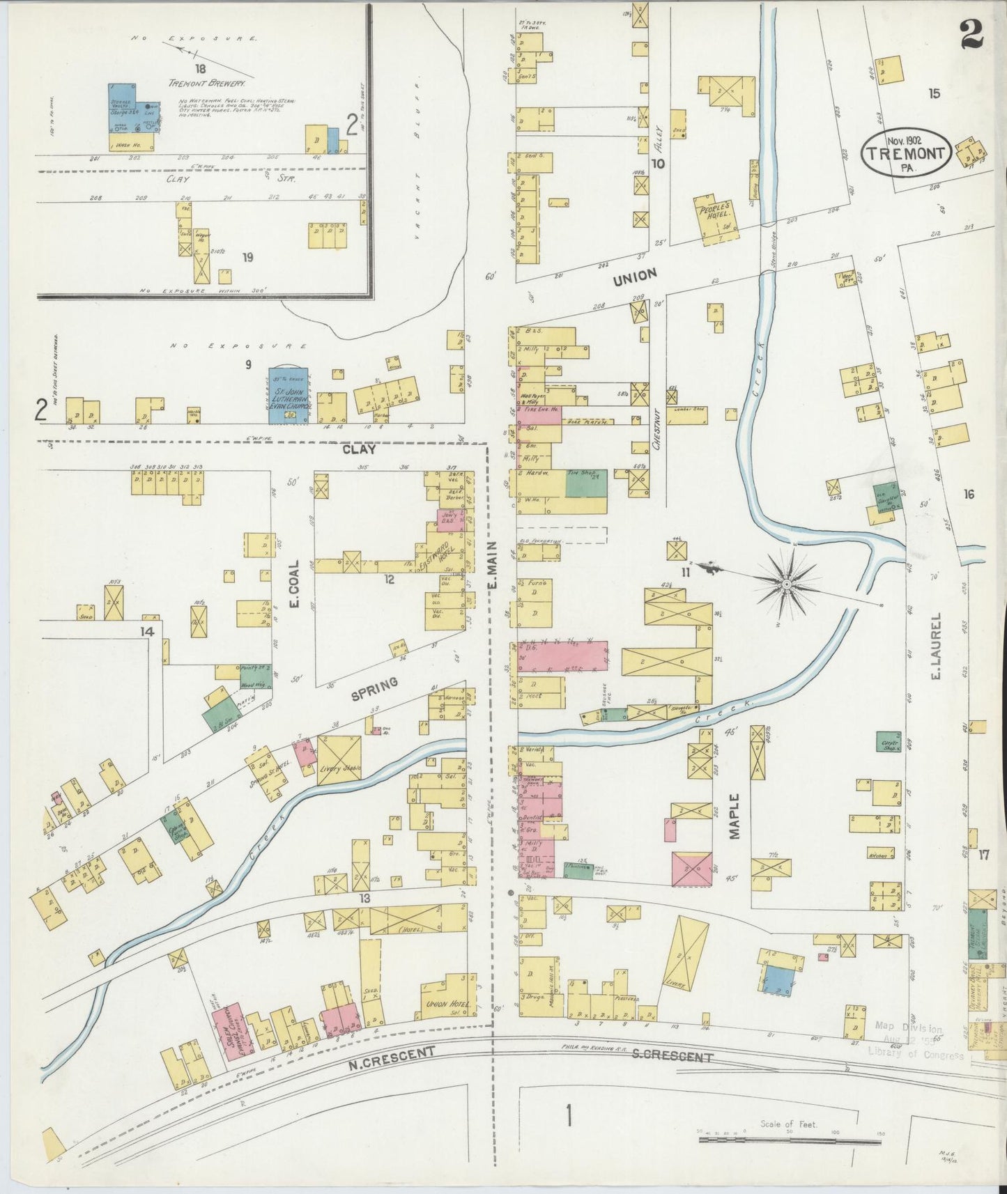 Sanborn Fire Insurance Map from Tremont, Schuylkill County, Pennsylvania (1902), Sheet #0002 - Complete Map Set gallery image, historic Sanborn map, vintage wall art, Pennsylvania Pennsylvania