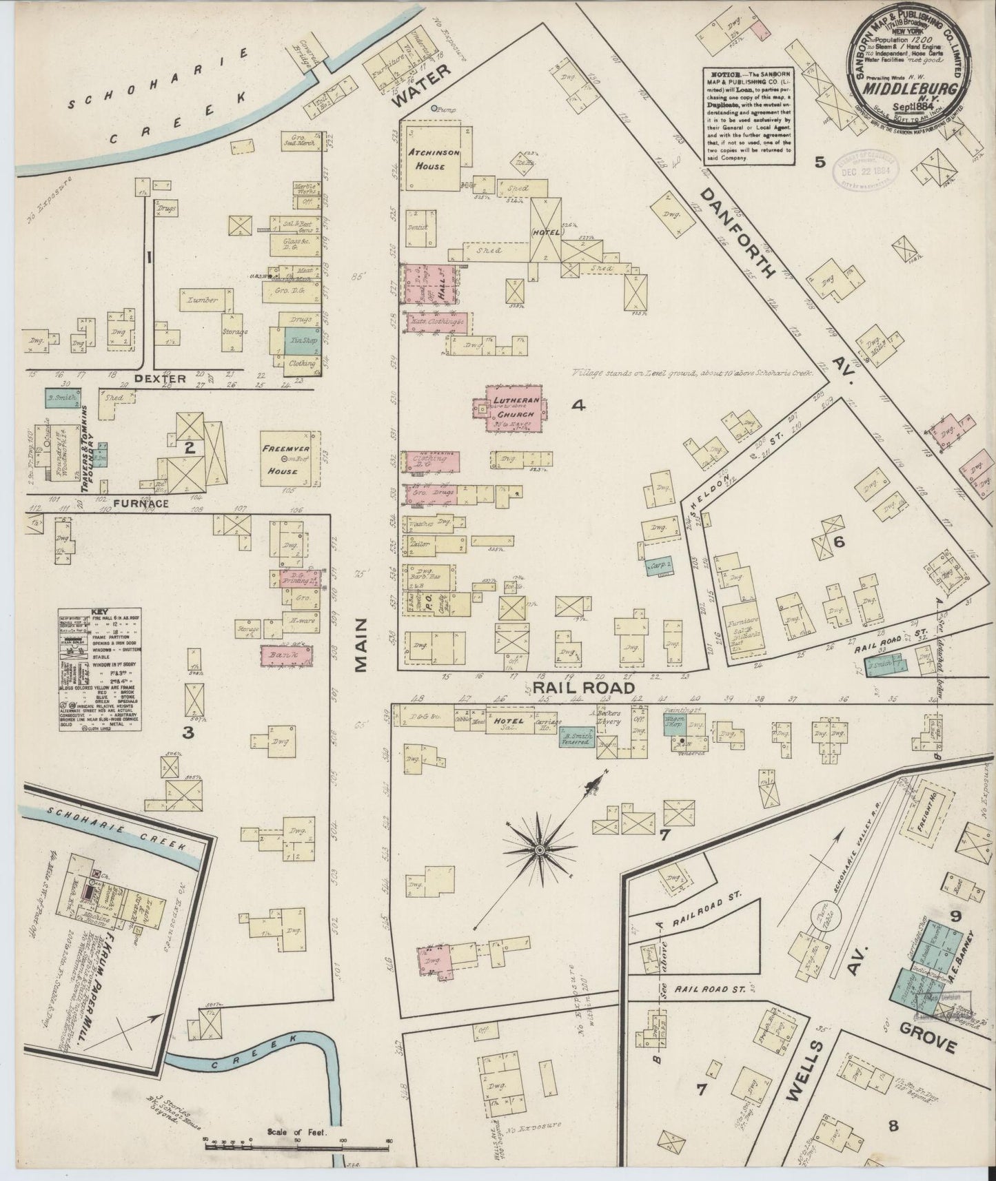 Sanborn Fire Insurance Map from Middleburgh, Schoharie County, New York. (1884) – Historic Sanborn Fire Insurance Map Print