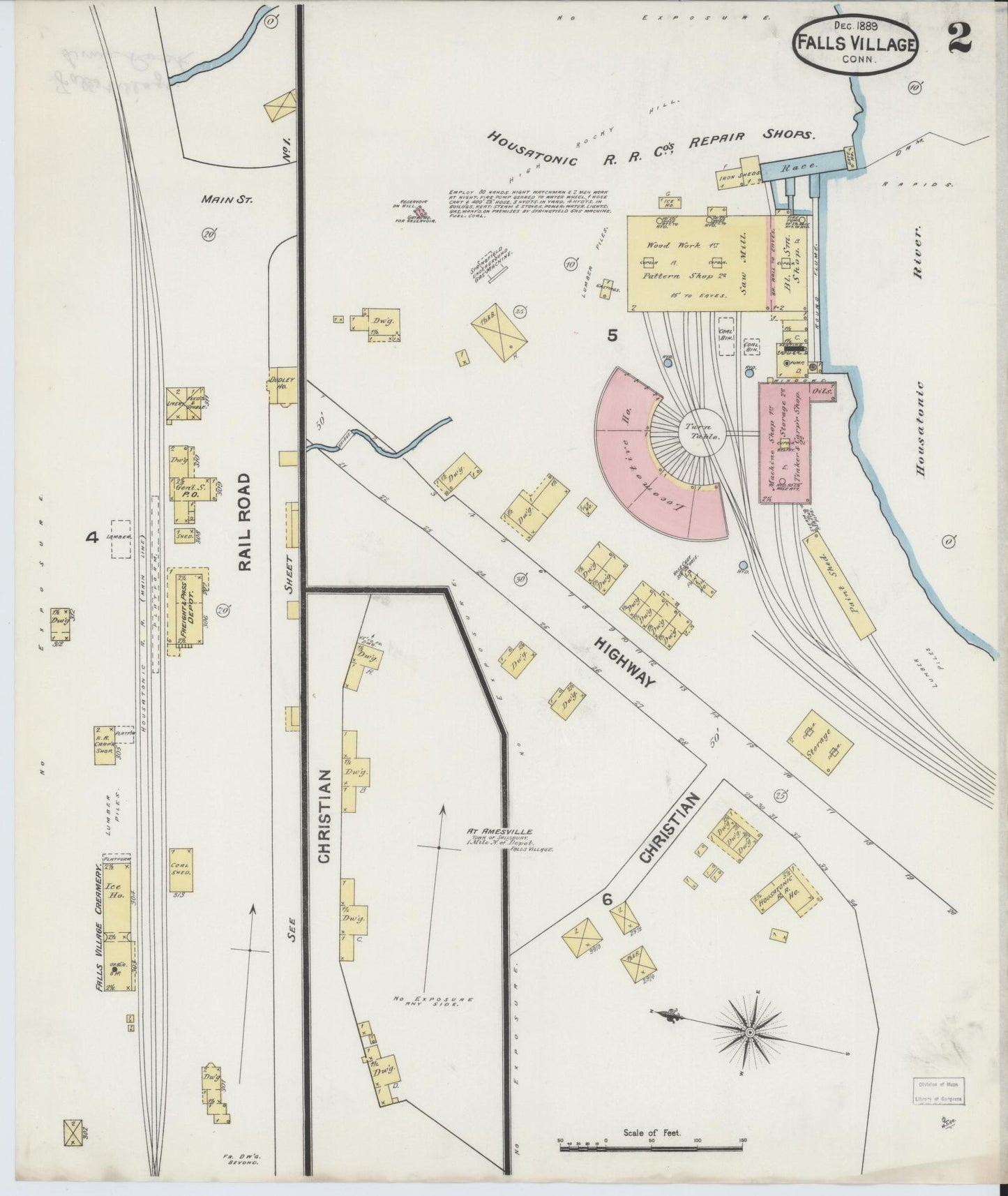 Sanborn Fire Insurance Map from Falls Village, Litchfield County, Connecticut (1889), Sheet #0002 - Complete Map Set gallery image, historic Sanborn map, vintage wall art, Connecticut Connecticut