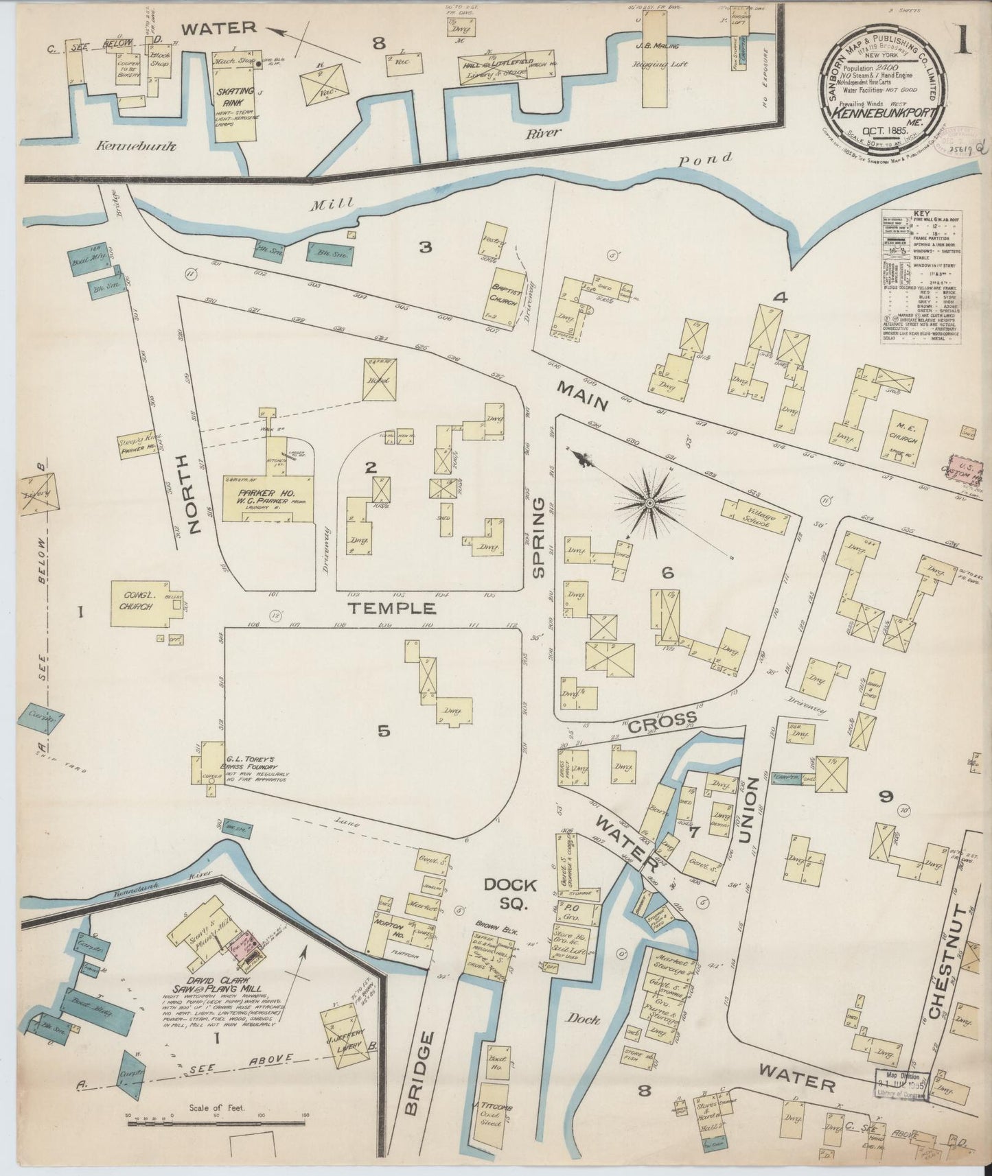 Sanborn Fire Insurance Map from Kennebunkport, York County, Maine. (1885) – Historic Sanborn Fire Insurance Map Print