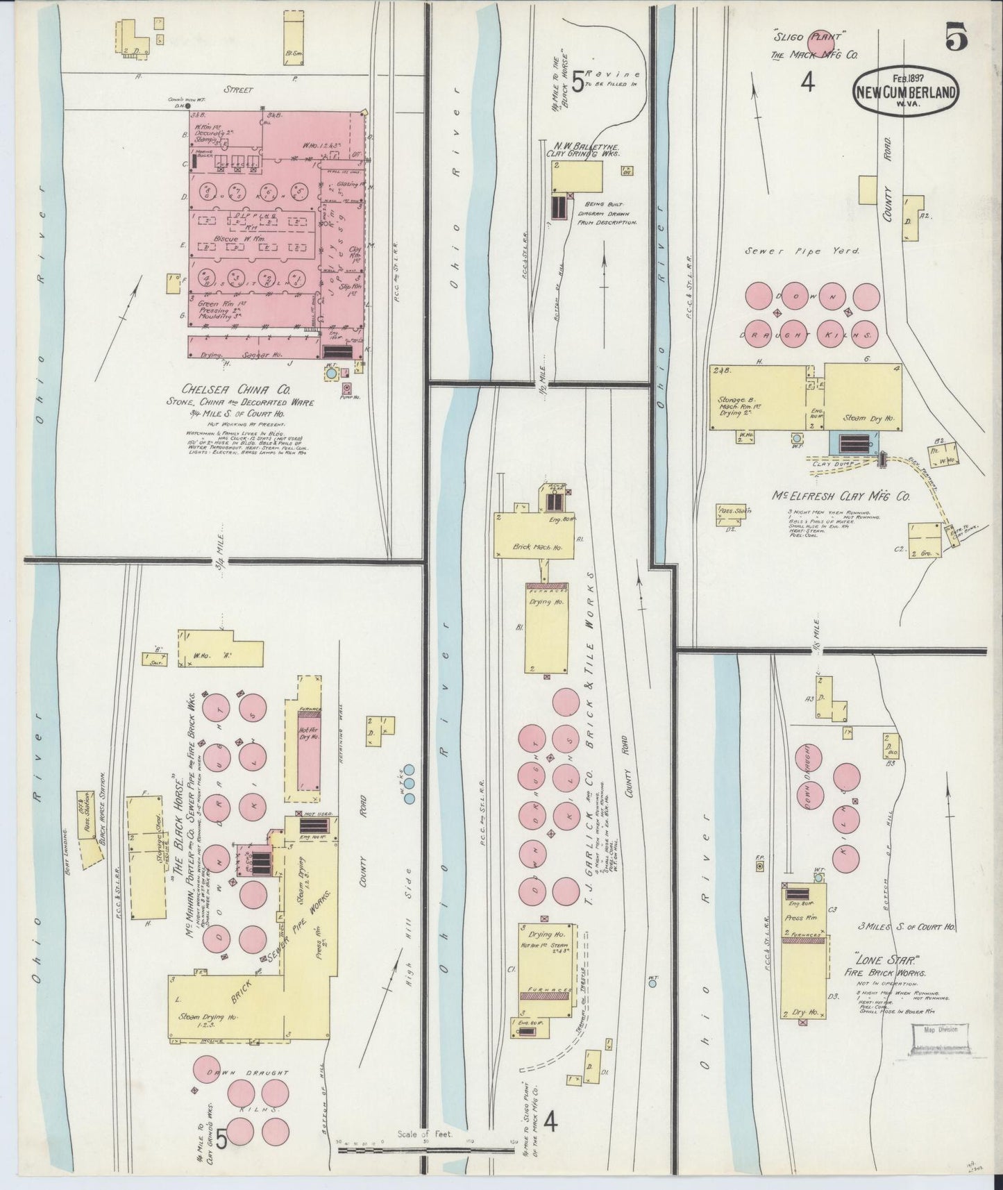 Sanborn Fire Insurance Map from New Cumberland, Hancock County, West Virginia (1897), Sheet #0005 - Complete Map Set gallery image, historic Sanborn map, vintage wall art, West Virginia West Virginia
