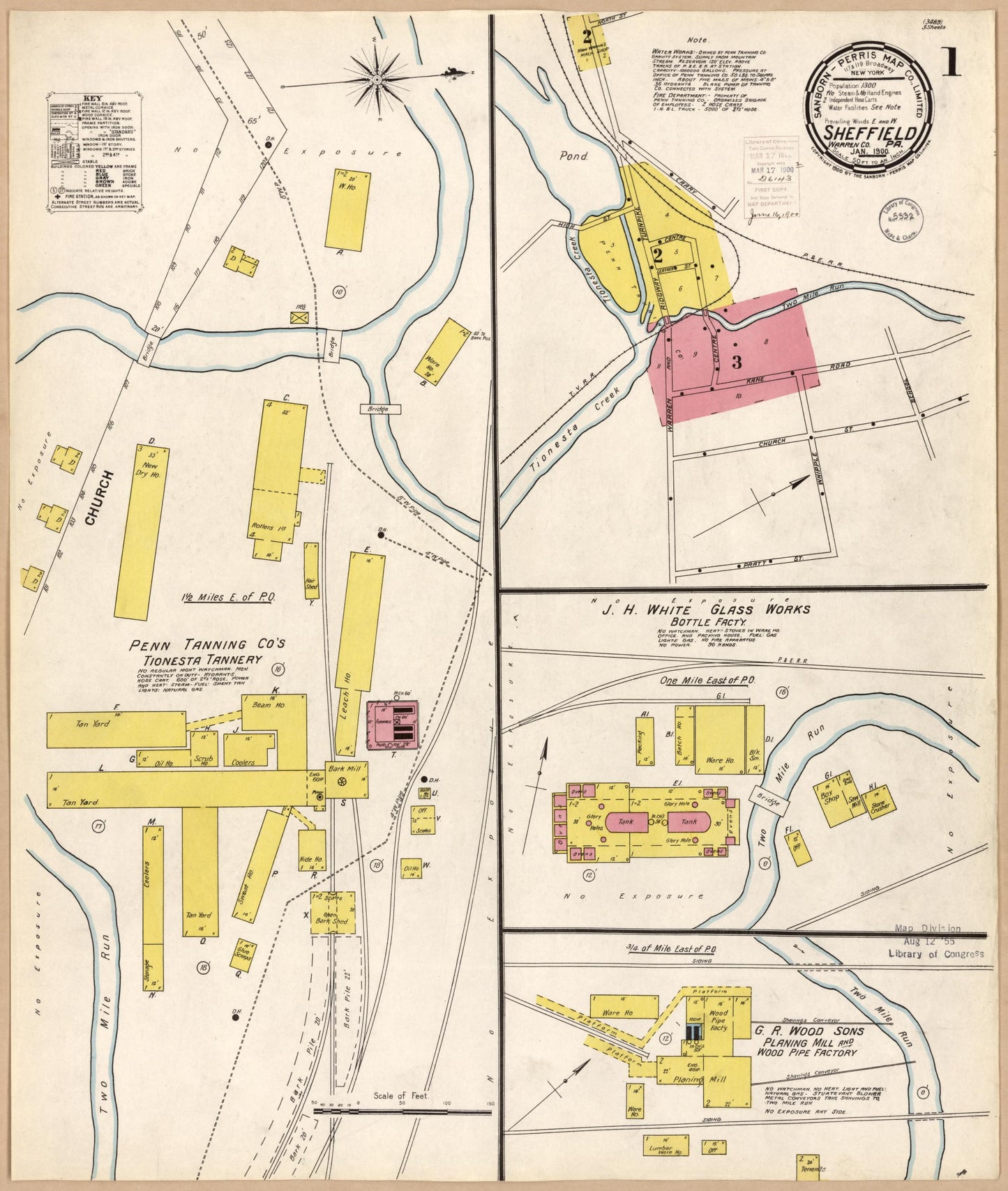 Sanborn Fire Insurance Map from Sheffield, Warren County, Pennsylvania. (1900) – Historic Sanborn Fire Insurance Map Print
