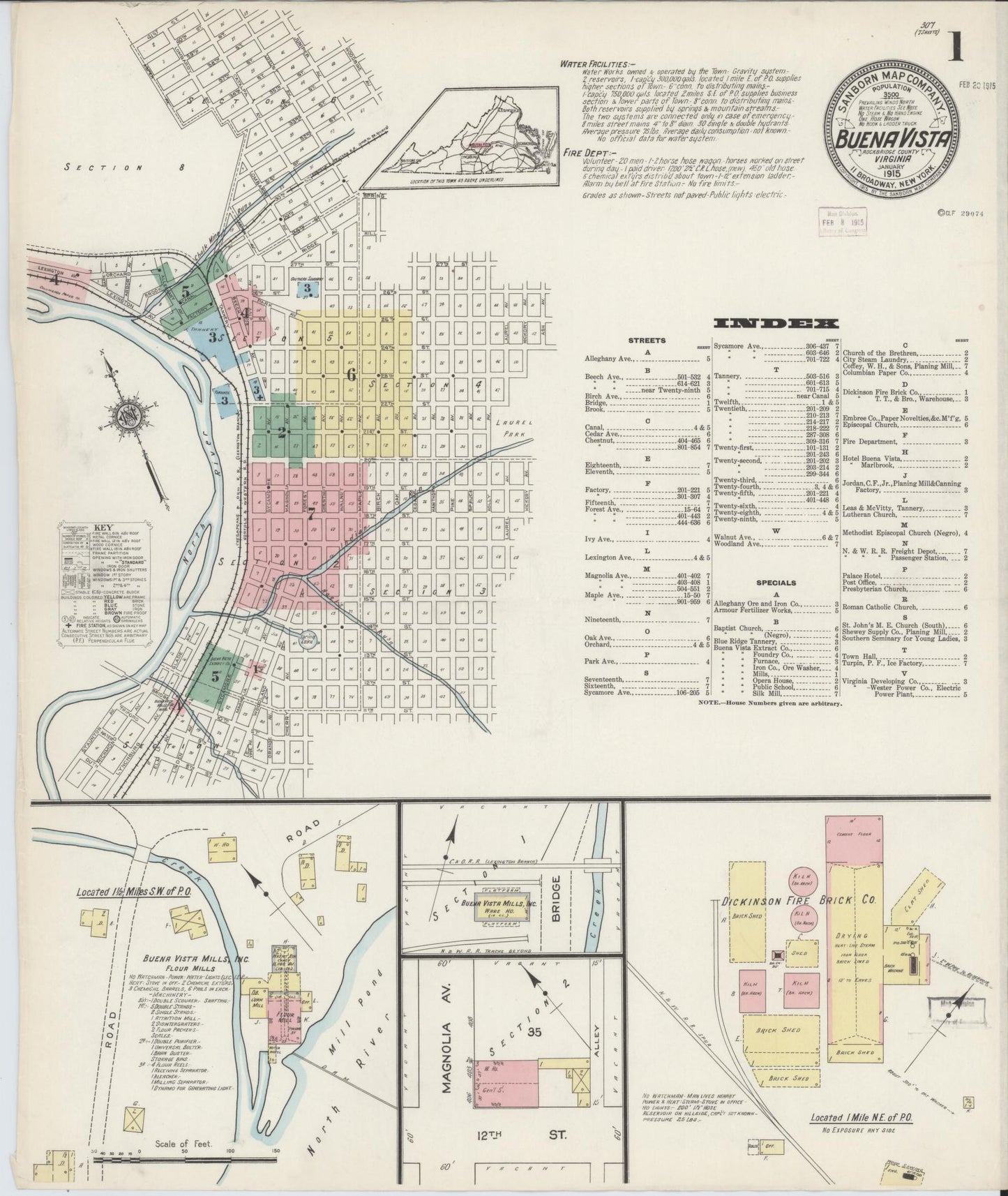 Sanborn Fire Insurance Map from Buena Vista, Independent Cities, Virginia. (1915) – Historic Sanborn Fire Insurance Map Print