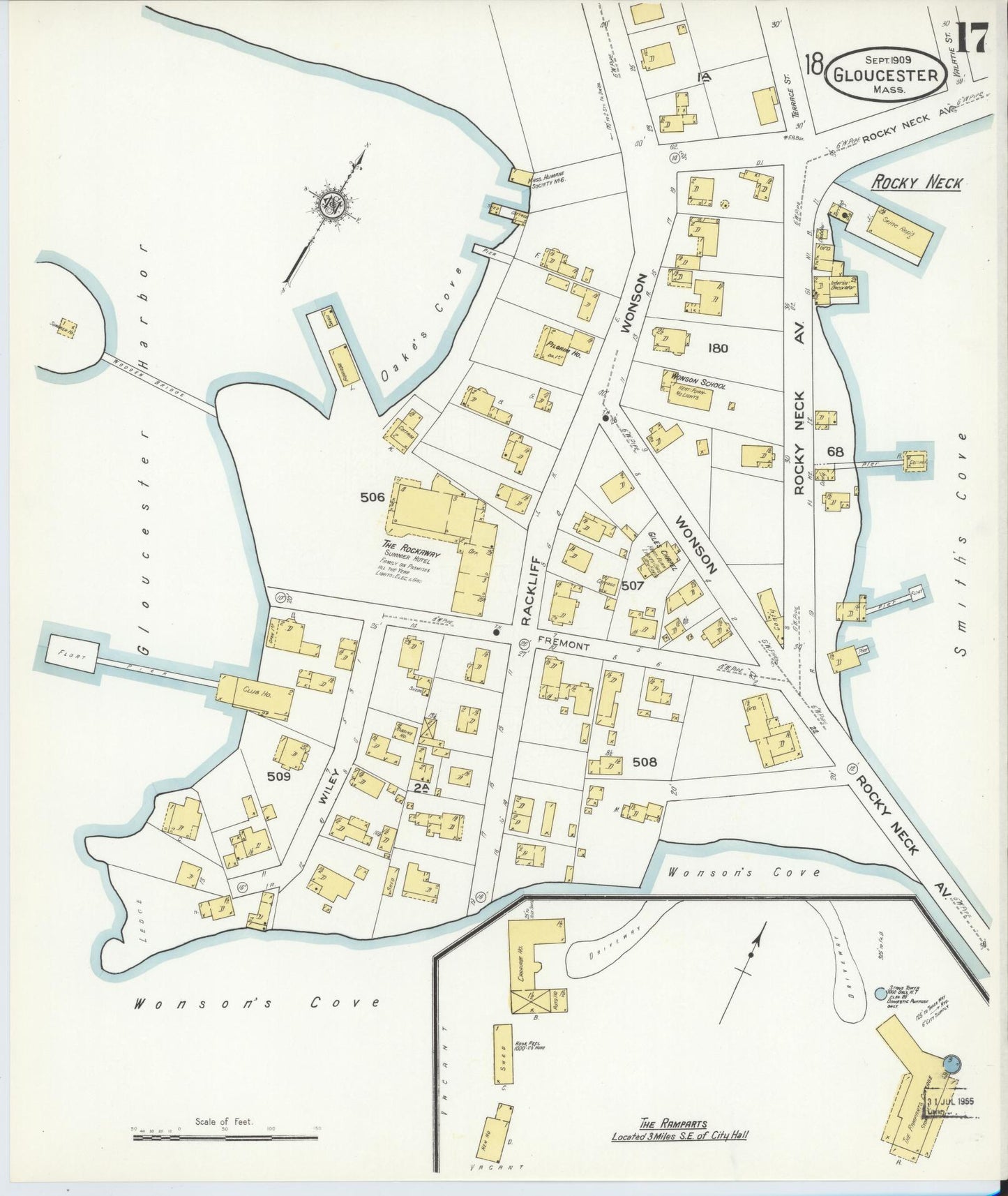 Sanborn Fire Insurance Map from Gloucester, Essex County, Massachusetts (1909), Sheet #0017 - Historic Sanborn Fire Insurance Map Print, vintage old map wall art, antique decor, genealogy gift, Massachusetts Massachusetts map