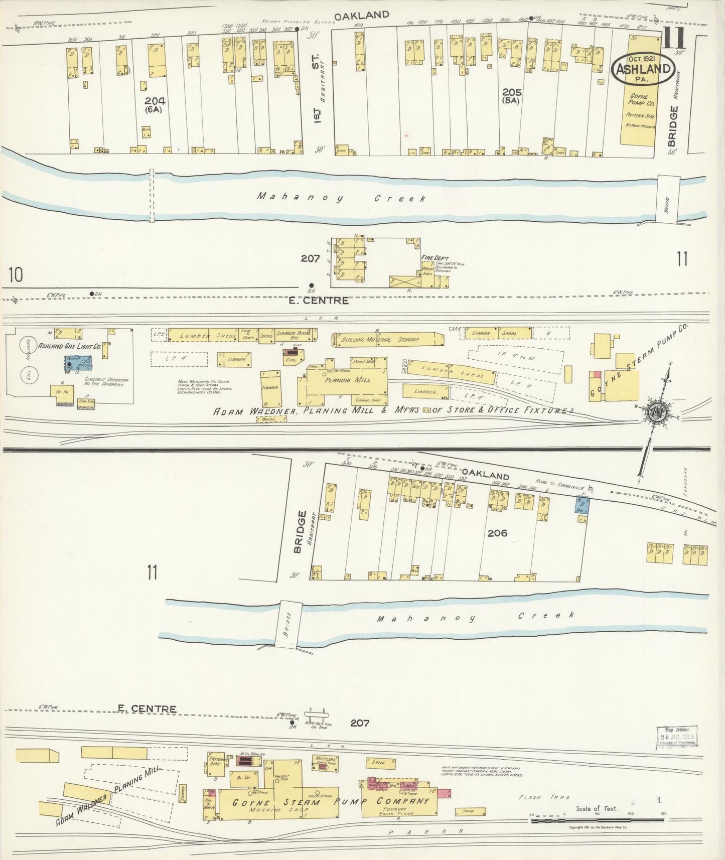 Sanborn Fire Insurance Map from Ashland, Schuylkill County, Pennsylvania (1921), Sheet #0011 - Historic Sanborn Fire Insurance Map Print, vintage old map wall art, antique decor, genealogy gift, Pennsylvania Pennsylvania map