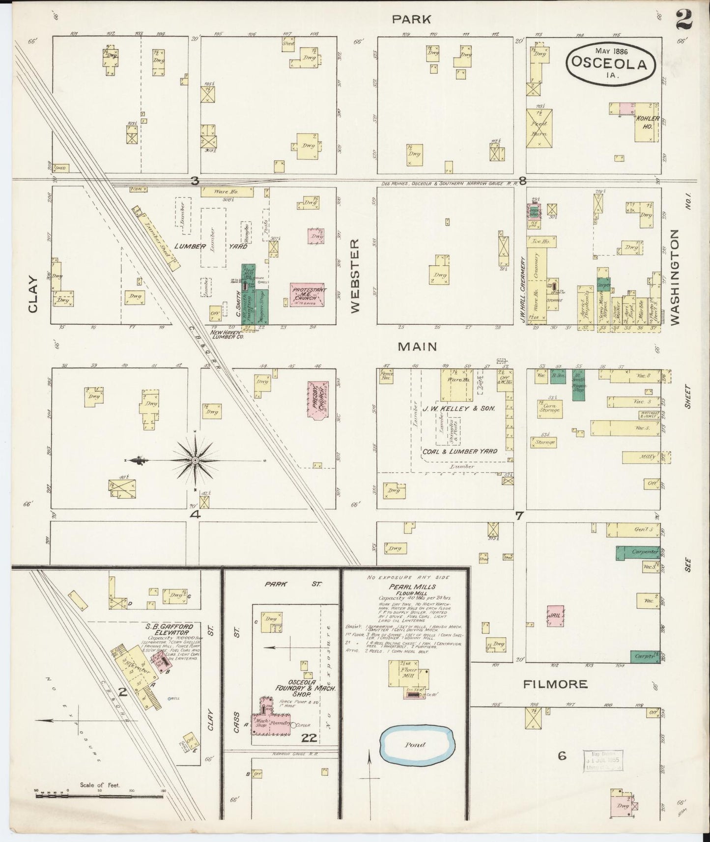 Sanborn Fire Insurance Map from Osceola, Clarke County, Iowa (1886), Sheet #0002 - Historic Sanborn Fire Insurance Map Print