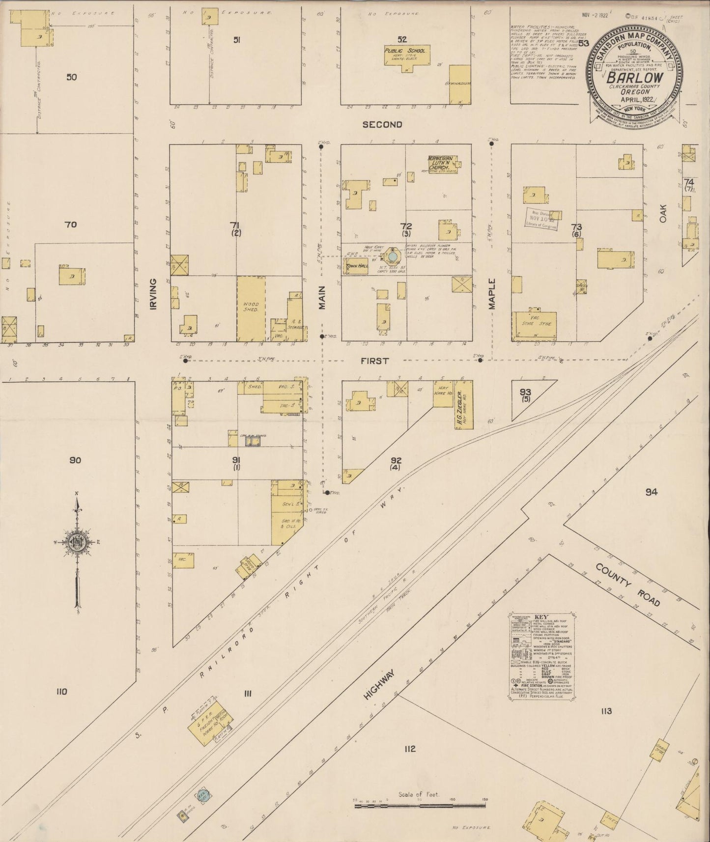 Sanborn Fire Insurance Map from Barlow, Clackamas County, Oregon (1922), Sheet #0001 - Historic Sanborn Fire Insurance Map Print, vintage old map wall art, antique decor, genealogy gift, Oregon Oregon map