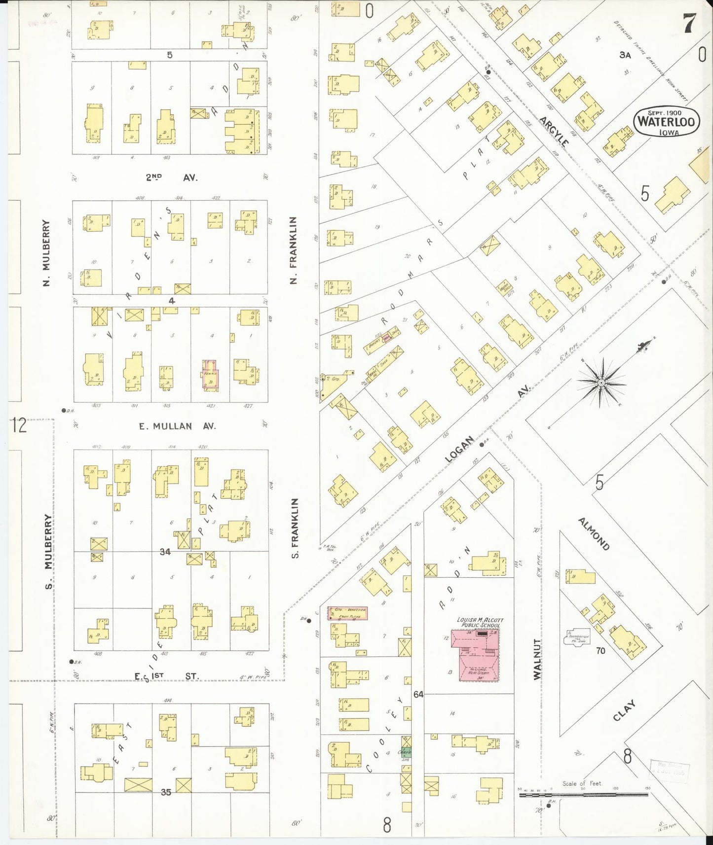 Sanborn Fire Insurance Map from Waterloo, Black Hawk County, Iowa (1900), Sheet #0007 - Historic Sanborn Fire Insurance Map Print