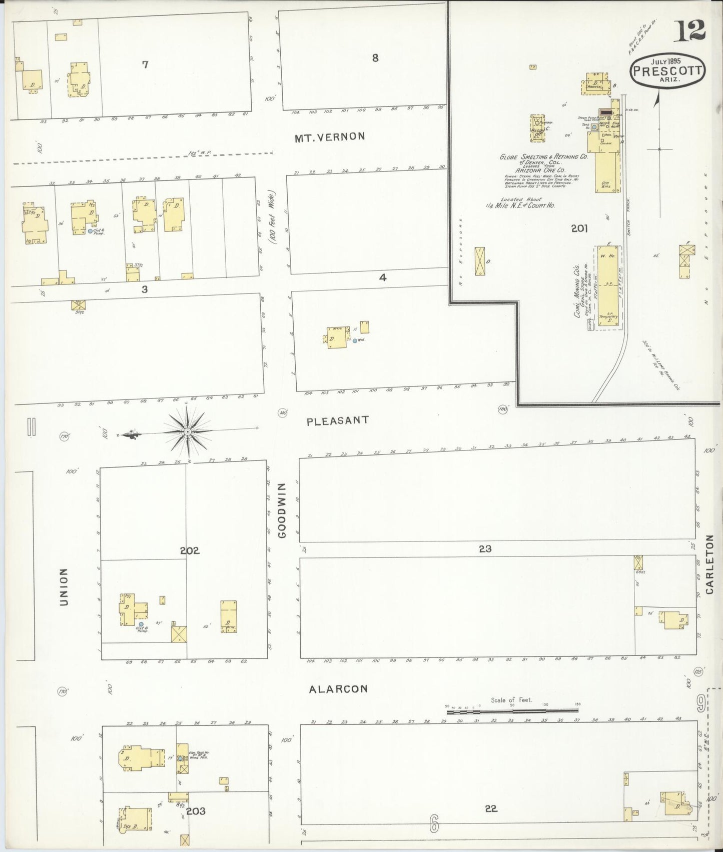 Sanborn Fire Insurance Map from Prescott, Yavapai County, Arizona (1895), Sheet #0012 - Complete Map Set gallery image, historic Sanborn map, vintage wall art, Arizona Arizona