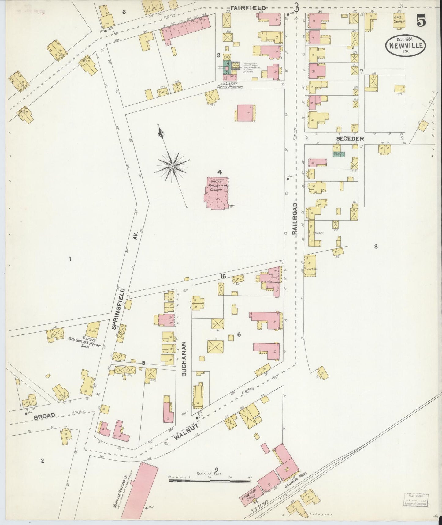 Sanborn Fire Insurance Map from Newville, Cumberland County, Pennsylvania (1904), Sheet #0005 - Complete Map Set gallery image, historic Sanborn map, vintage wall art, Pennsylvania Pennsylvania