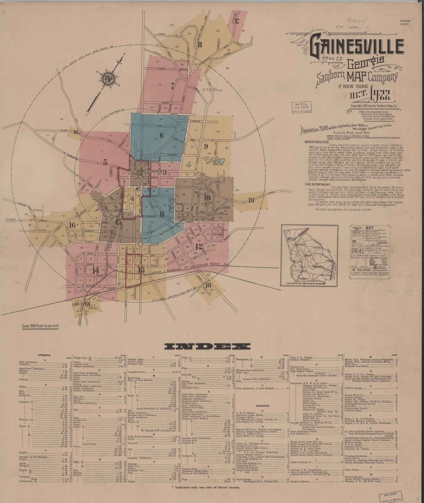 Sanborn Fire Insurance Map from Gainesville, Hall County, Georgia. (1922) – Historic Sanborn Fire Insurance Map Print