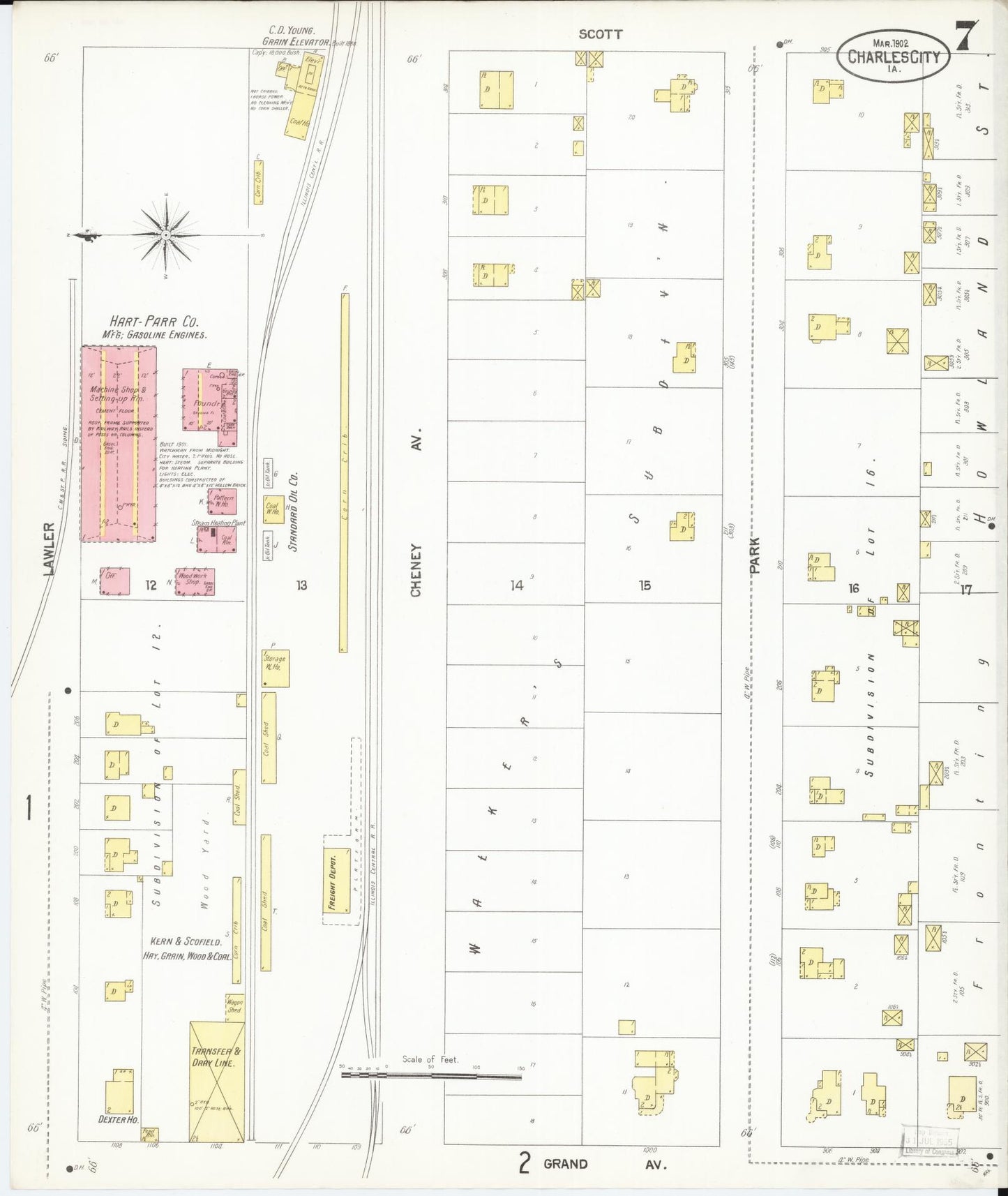 Sanborn Fire Insurance Map from Charles City, Floyd County, Iowa (1902), Sheet #0007 - Historic Sanborn Fire Insurance Map Print, vintage old map wall art