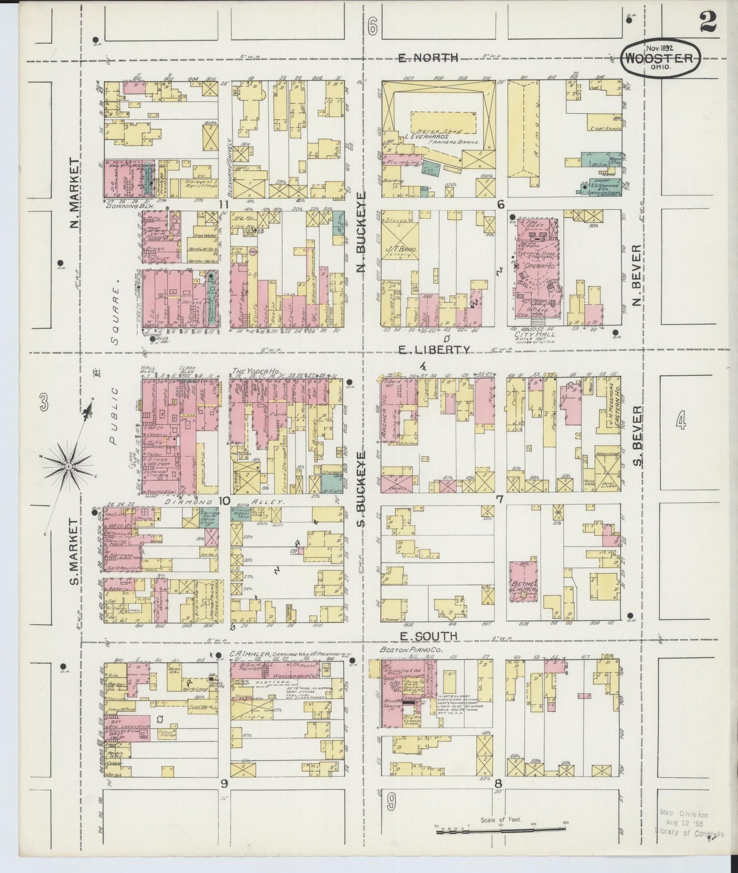 Sanborn Fire Insurance Map from Wooster, Wayne County, Ohio (1892), Sheet #0002 - Historic Sanborn Fire Insurance Map Print, vintage old map wall art, antique decor, genealogy gift, Ohio Ohio map