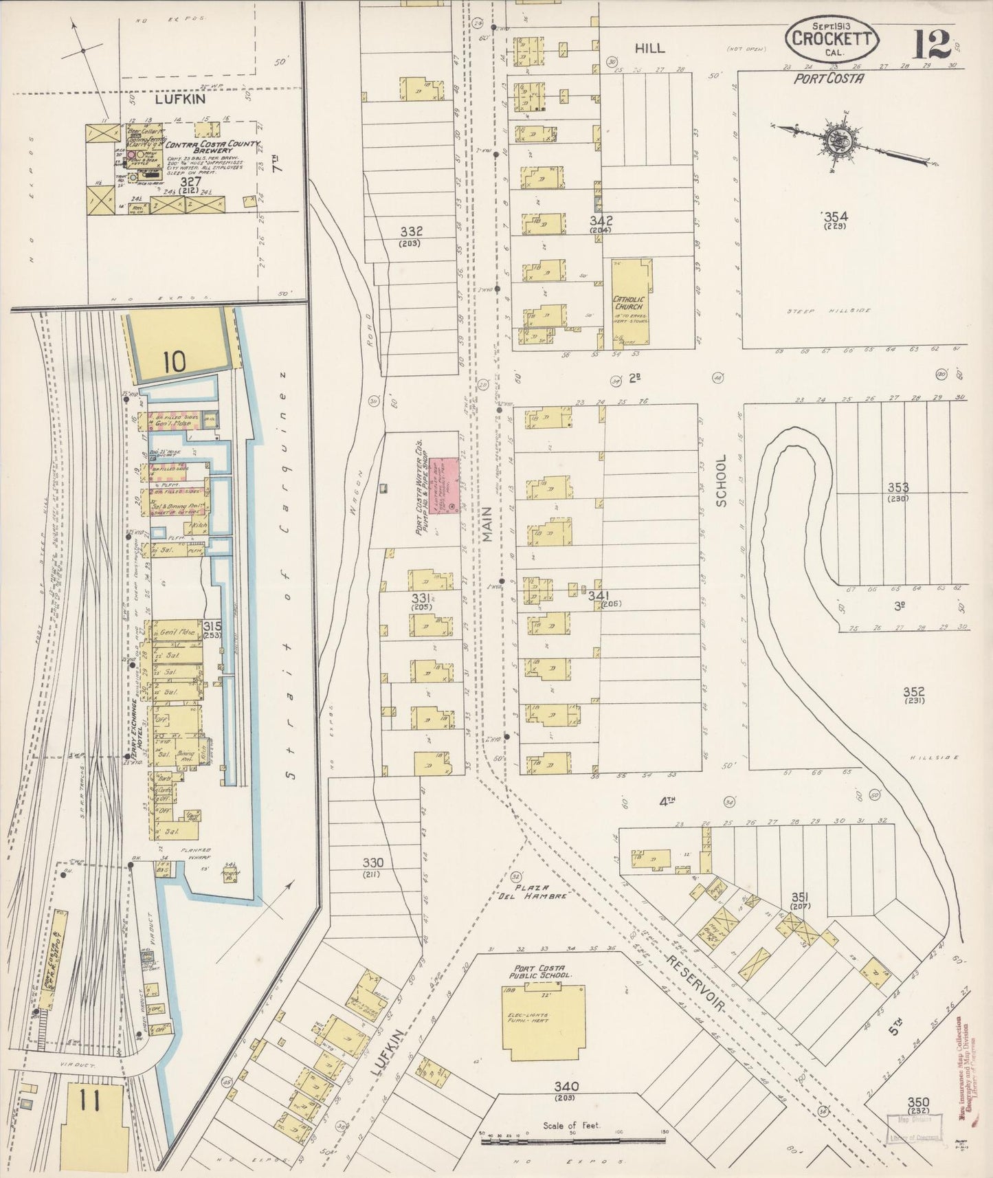 Sanborn Fire Insurance Map from Crockett, Contra Costa County, California (1913), Sheet #0012 - Historic Sanborn Fire Insurance Map Print, vintage old map wall art, antique decor, genealogy gift, California California map