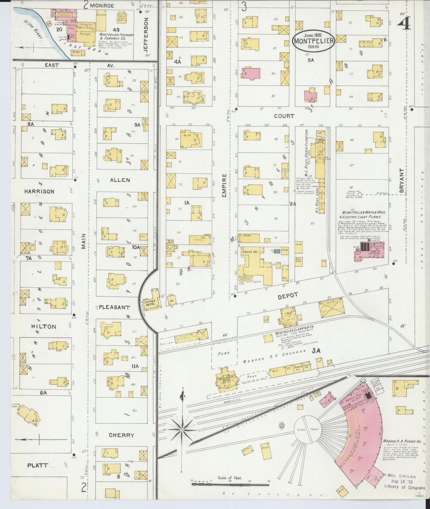 Sanborn Fire Insurance Map from Montpelier, Williams County, Ohio (1905), Sheet #0004 - Complete Map Set gallery image, historic Sanborn map, vintage wall art, Ohio Ohio