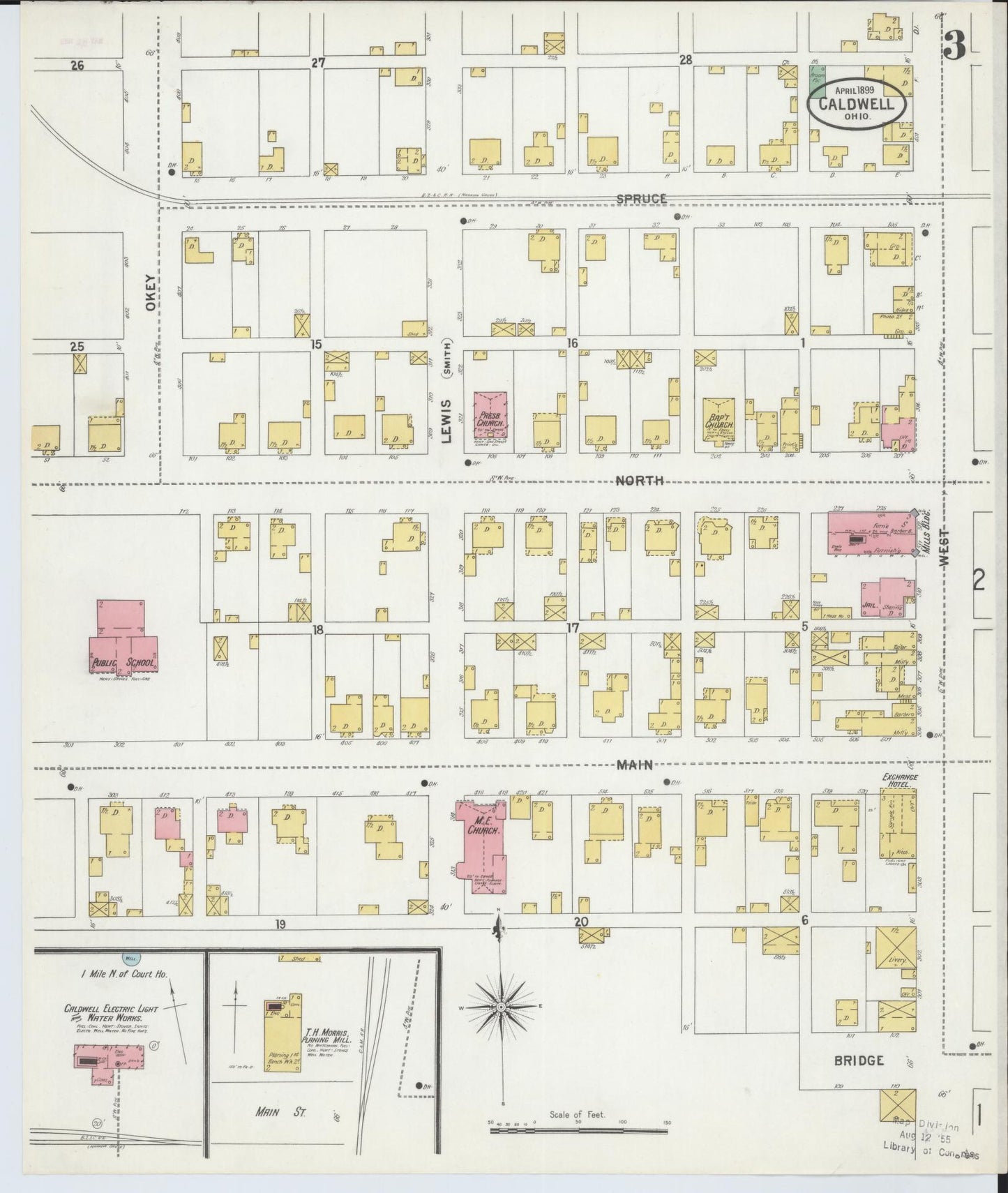 Sanborn Fire Insurance Map from Caldwell, Noble County, Ohio (1899), Sheet #0003 - Complete Map Set gallery image, historic Sanborn map, vintage wall art, Ohio Ohio