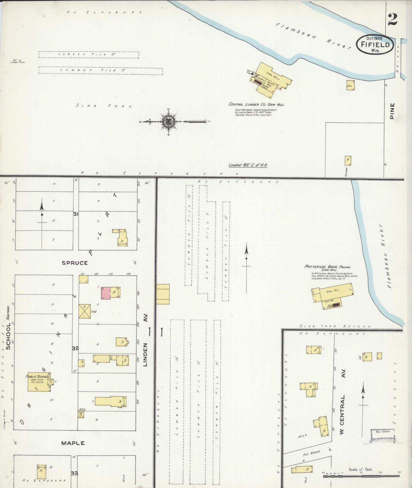 Sanborn Fire Insurance Map from Fifield, Price County, Wisconsin (1909), Sheet #0002 - Complete Map Set gallery image, historic Sanborn map, vintage wall art, Wisconsin Wisconsin