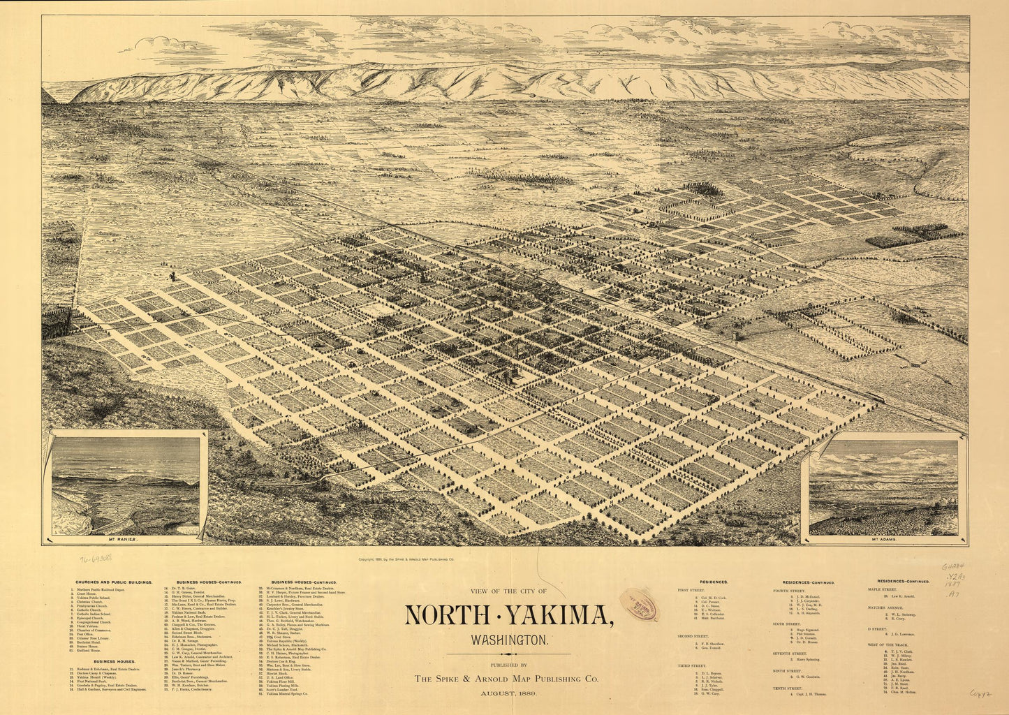 View of the city of North Yakima, Washington. (1889) – Historic Bird’s-Eye View Panorama Print