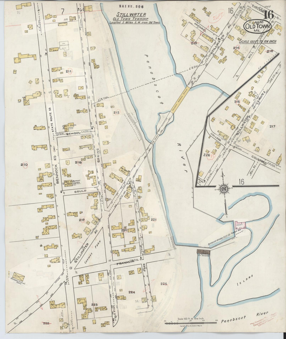 Sanborn Fire Insurance Map from Old Town, Penobscot County, Maine (1948), Sheet #0016 - Complete Map Set gallery image, historic Sanborn map, vintage wall art, Maine Maine