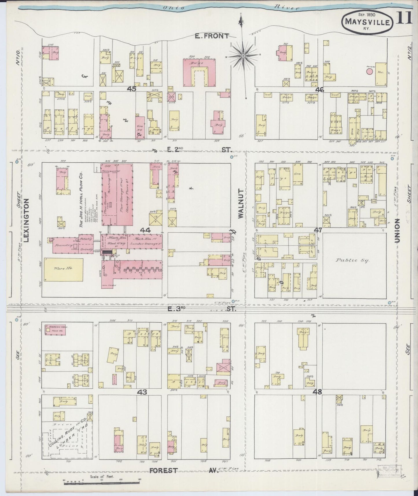 Sanborn Fire Insurance Map from Maysville, Mason County, Kentucky (1890), Sheet #0011 - Historic Sanborn Fire Insurance Map Print, vintage old map wall art, antique decor, genealogy gift, Kentucky Kentucky map